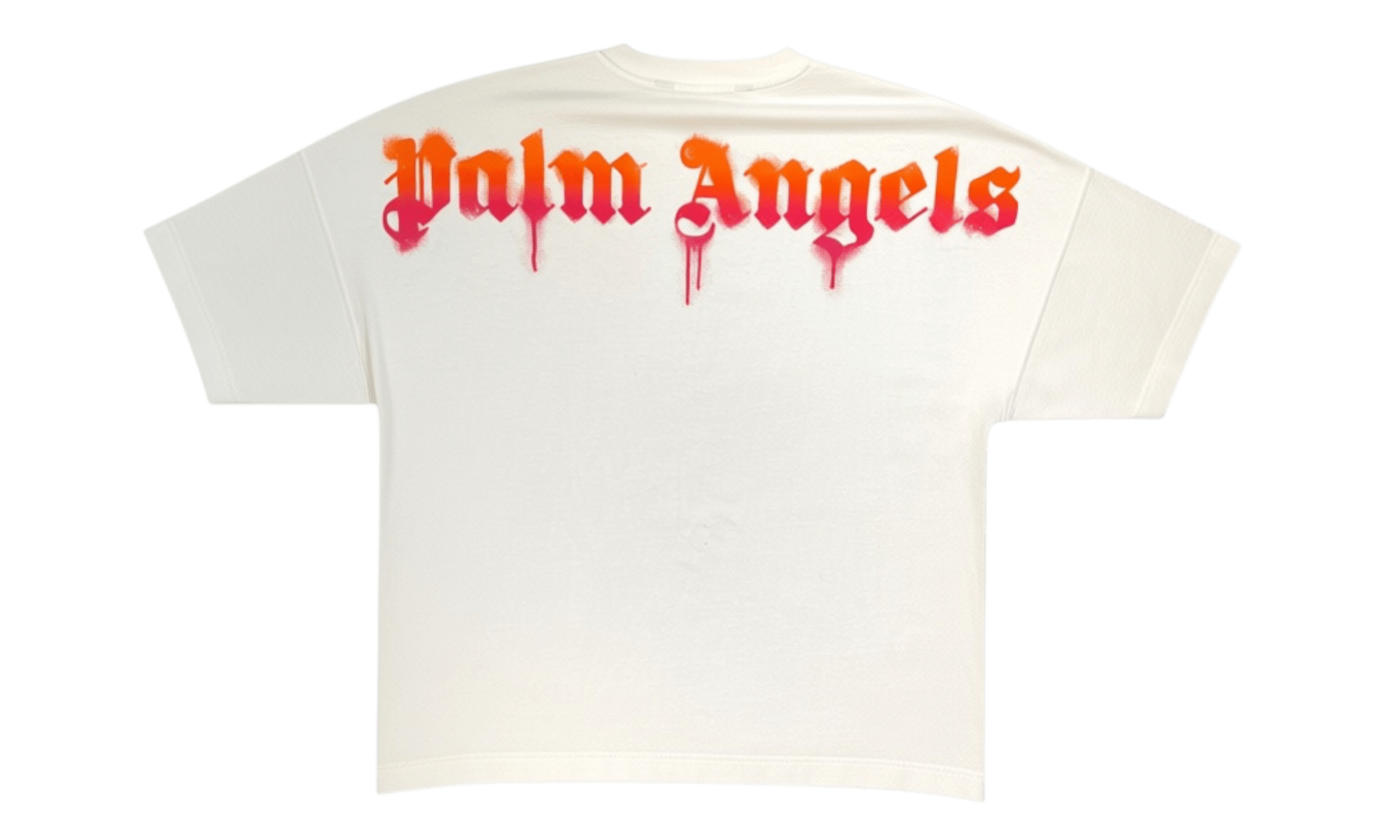 Palm Angels Sprayed Palm Logo Over T-Shirt White/Fuchsia (PreOwned)