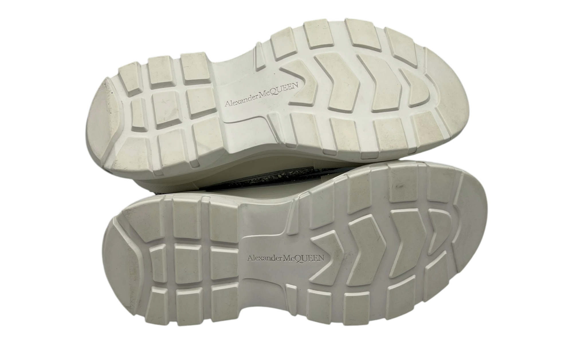 Alexander McQueen Wmns Tread Slick Lace Up "Holo Silver Glitter" (preOwned)
