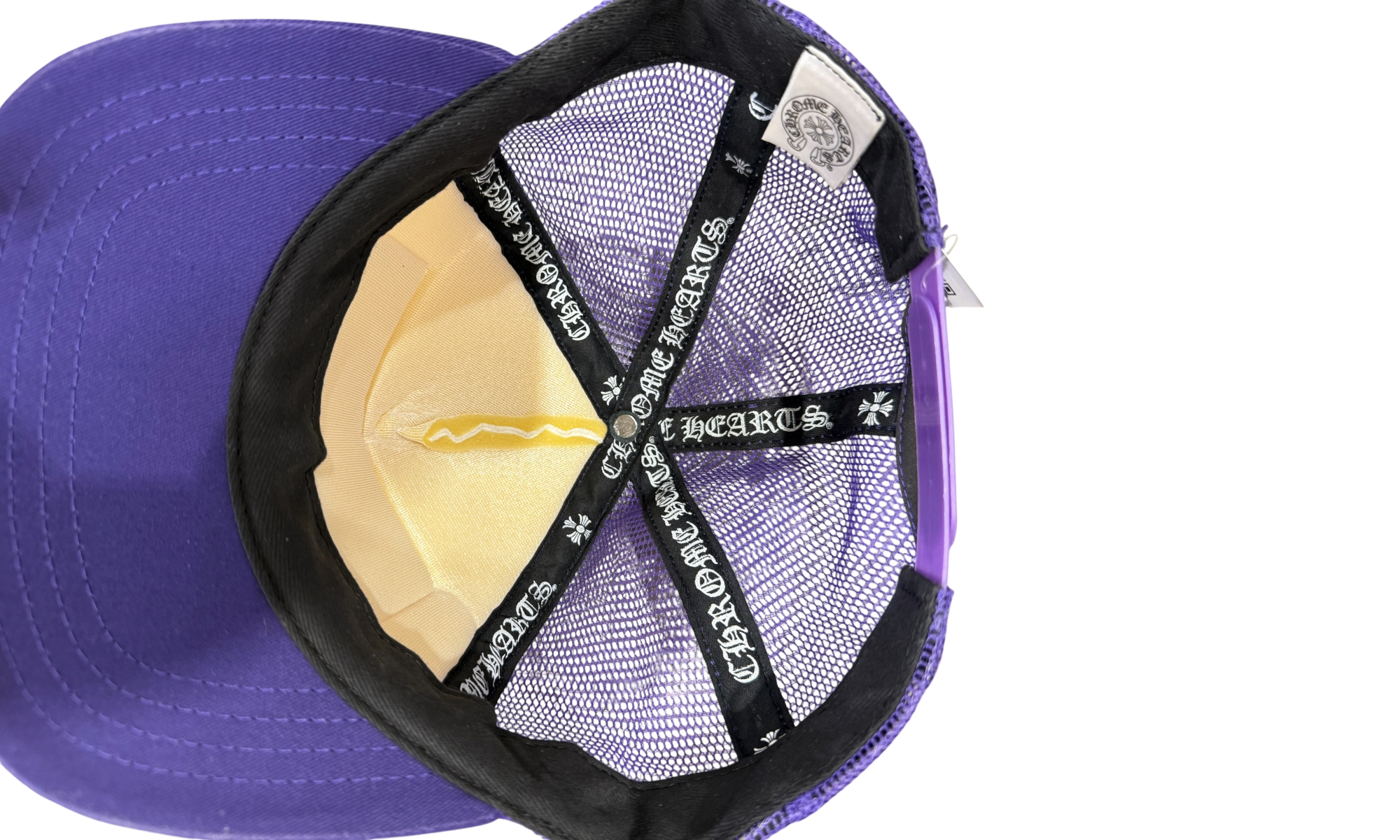 Chrome Hearts CH Hollywood Trucker Hat Purple/White/Pink (Minor Cracked Strap)