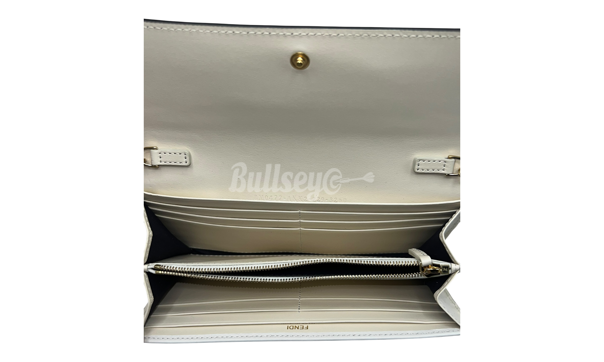 Fendi Roma Logo Continental Wallet On Chain White (PreOwned)