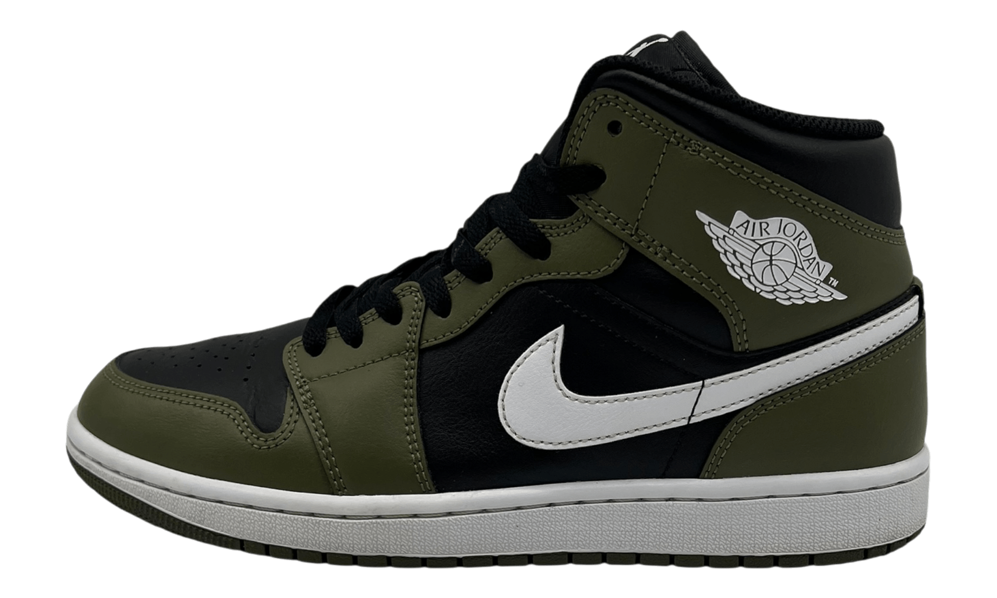 Jordan 1 Mid Black White Olive (PreOwned) (No Box)