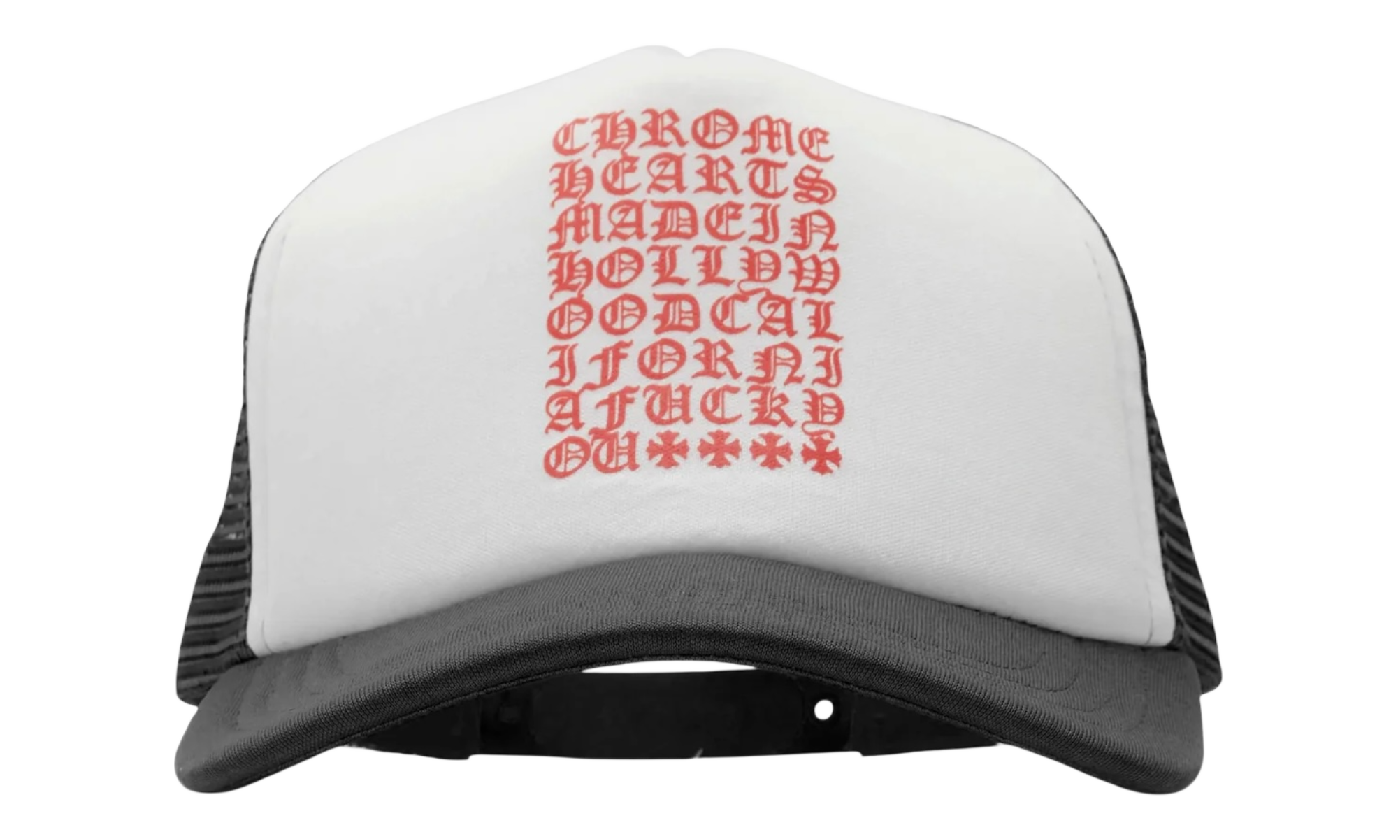 Chrome Hearts Red Letters Script Trucker Hat