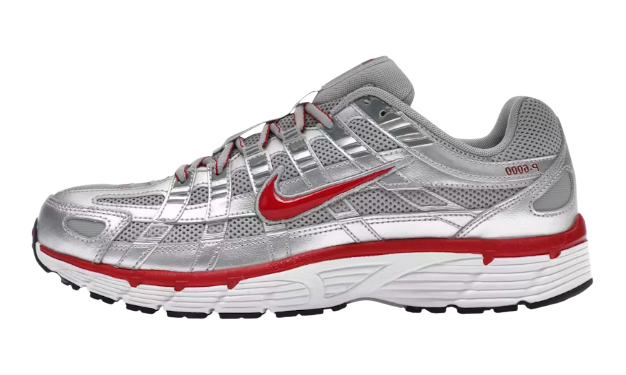 Nike P-6000 Metallic Silver Gym Red