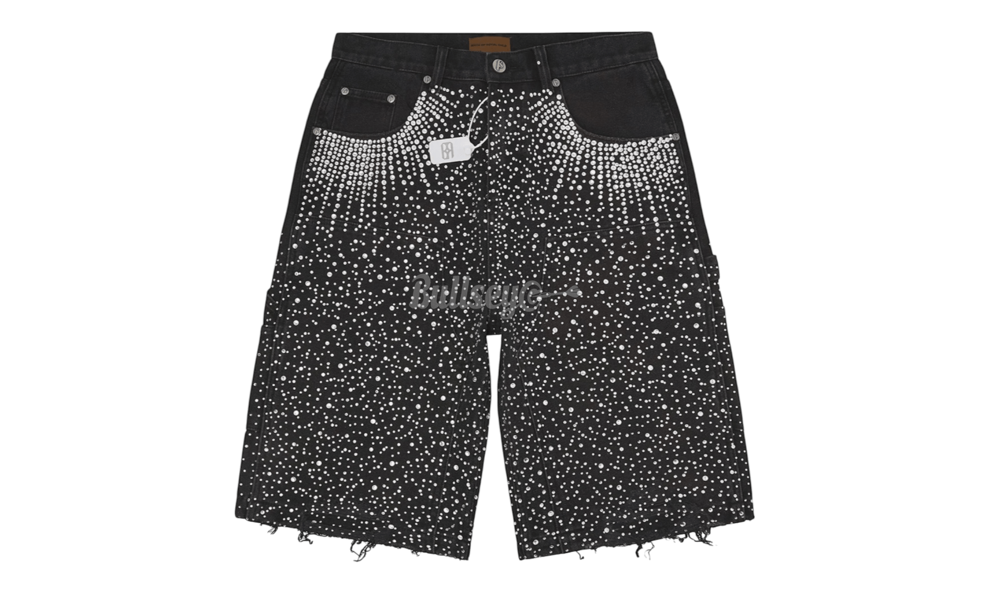 Birth of Royal Child 20k Swarovski Diamond Boro Denim Black Jean Shorts
