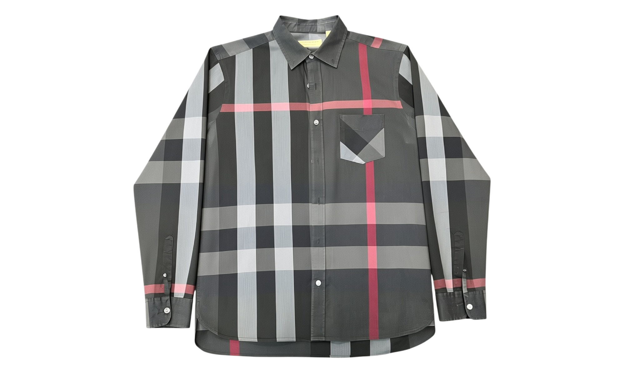 Burberry Check Stretch Cotton Poplin Shirt Charcoal (PreOwned)