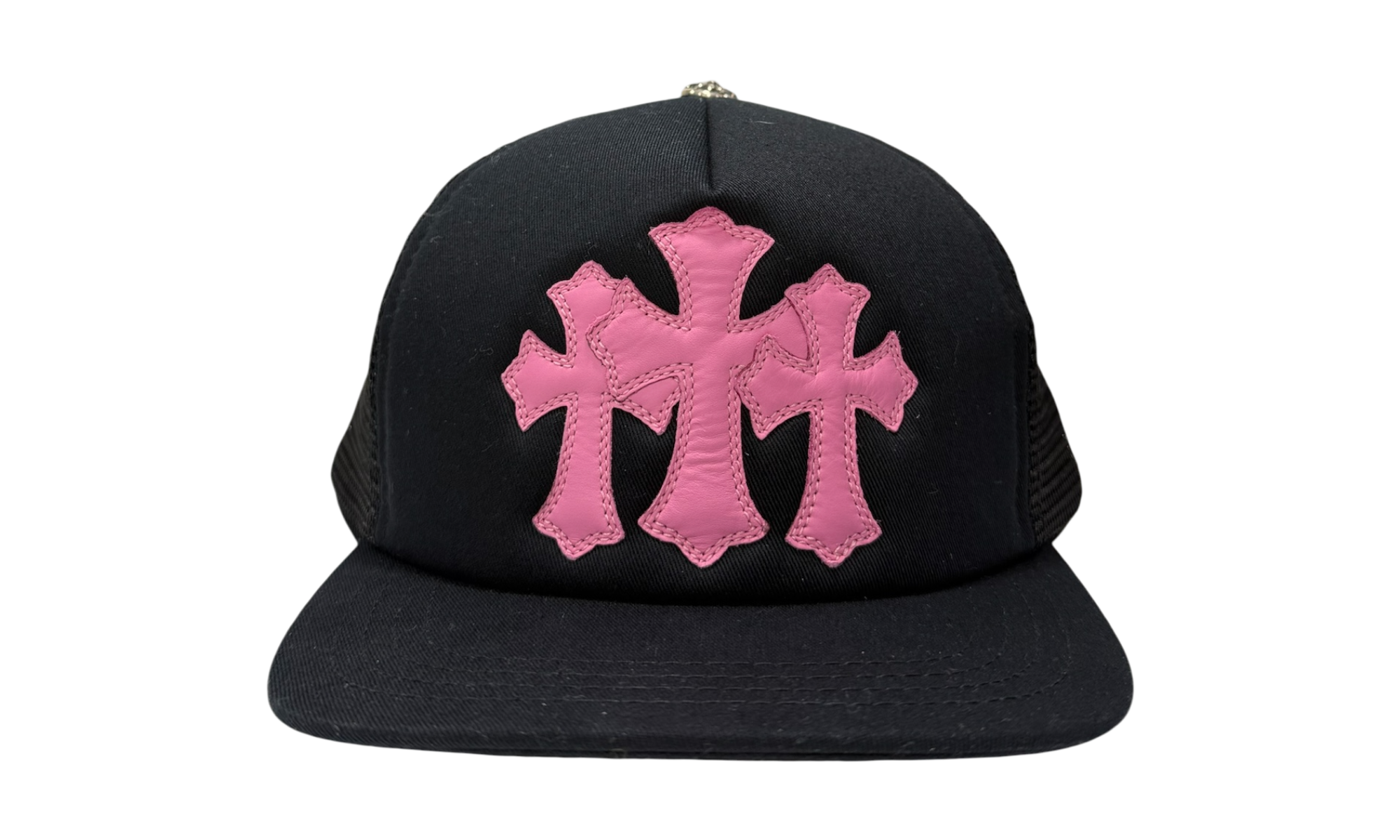 Chrome Hearts Pink Cross Black Trucker Hat