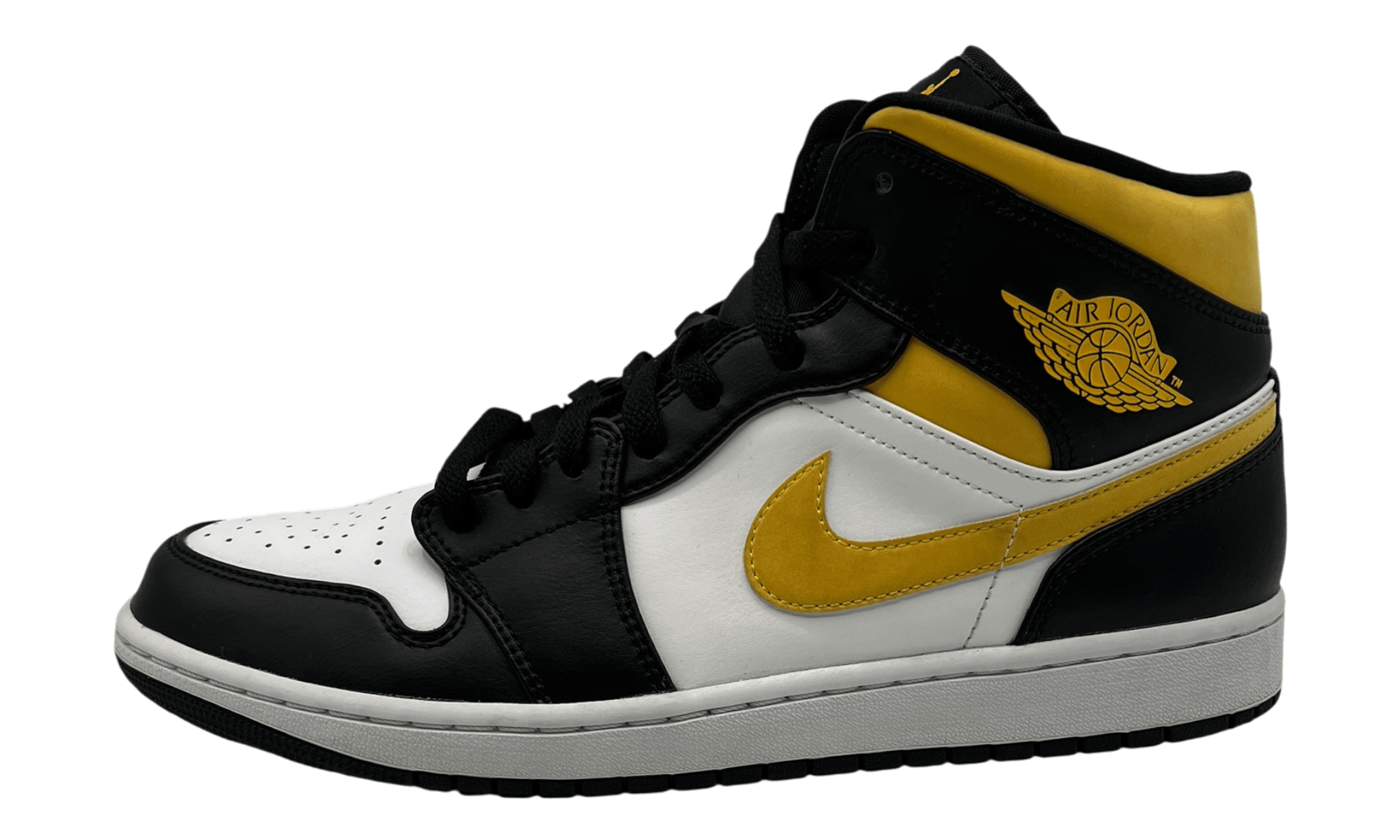Jordan 1 Mid White Pollen Black (PreOwned) (No Box)