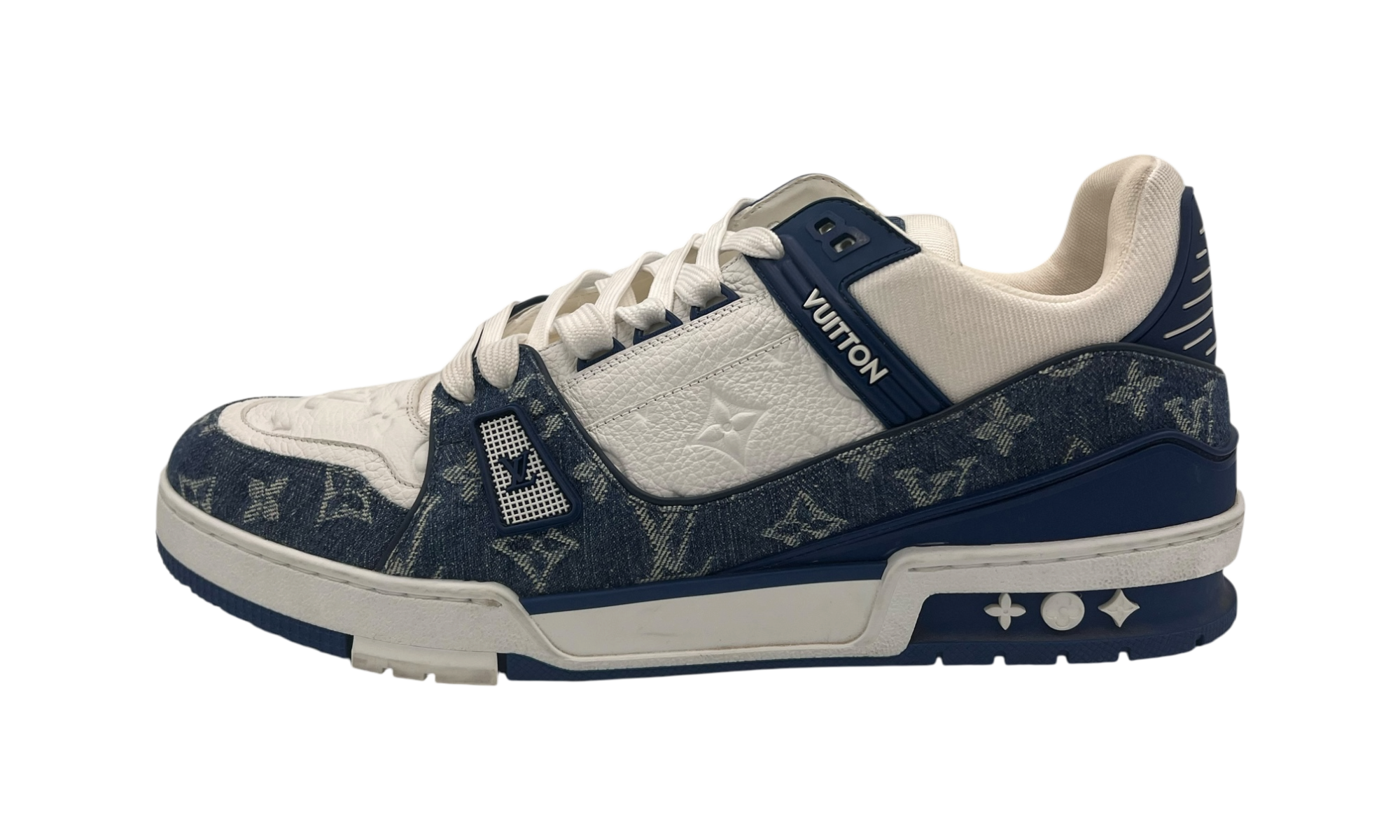 Louis Vuitton Blue Denim/ White Trainer Sneaker (PreOwned) (No Box)