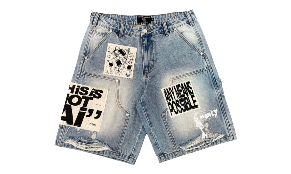 Mixed Emotions Blue AI Denim shorts