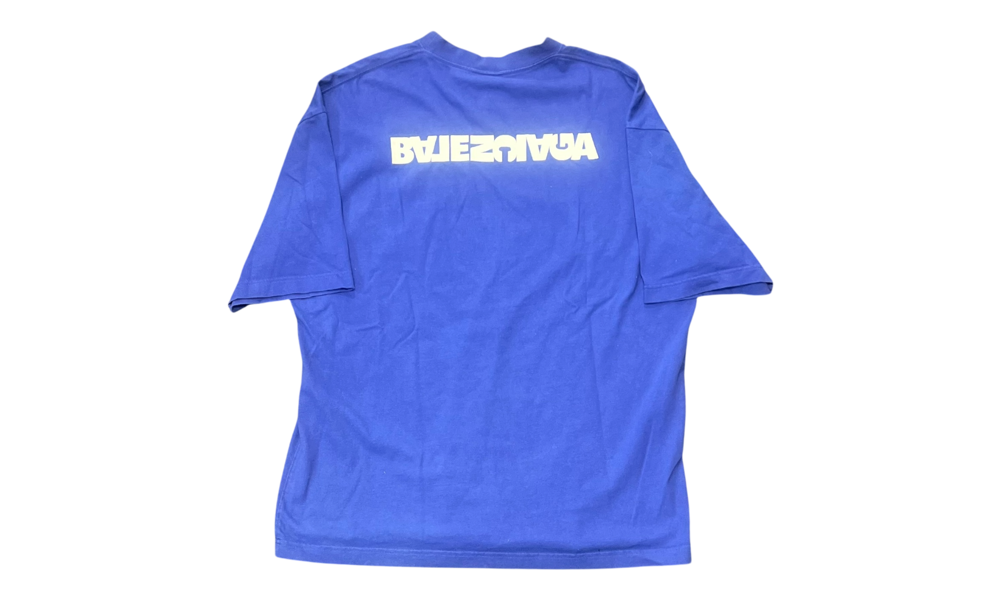 Balenciaga Logo Print Dirty White/Indigo T-Shirt (PreOwned)