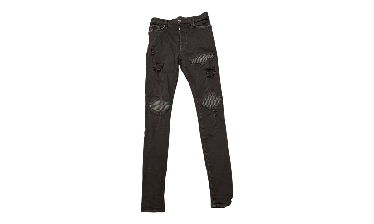 Amiri MX1 Ripped Patch Black Jeans (PreOwned)