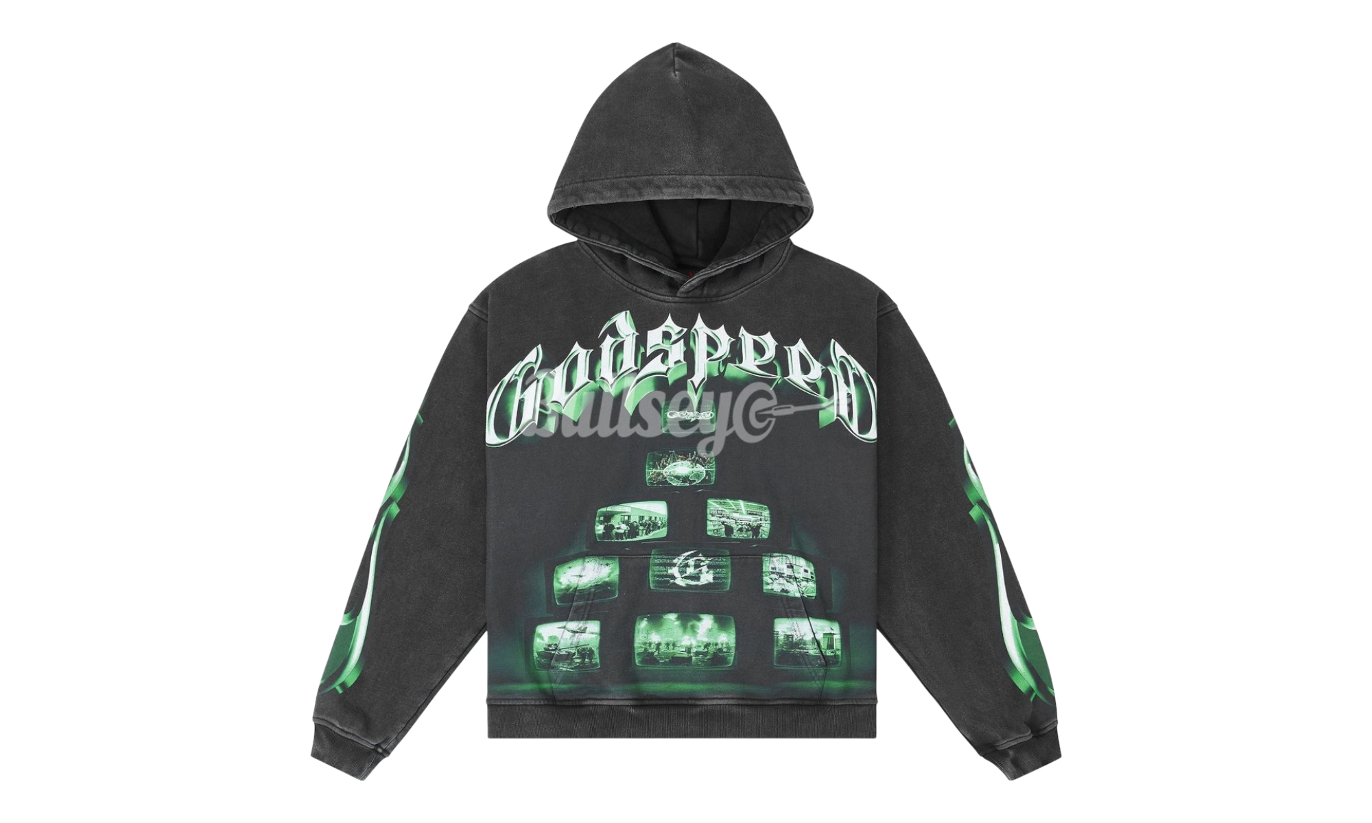 Godspeed Overstimulation 2025 Washed Black Hoodie