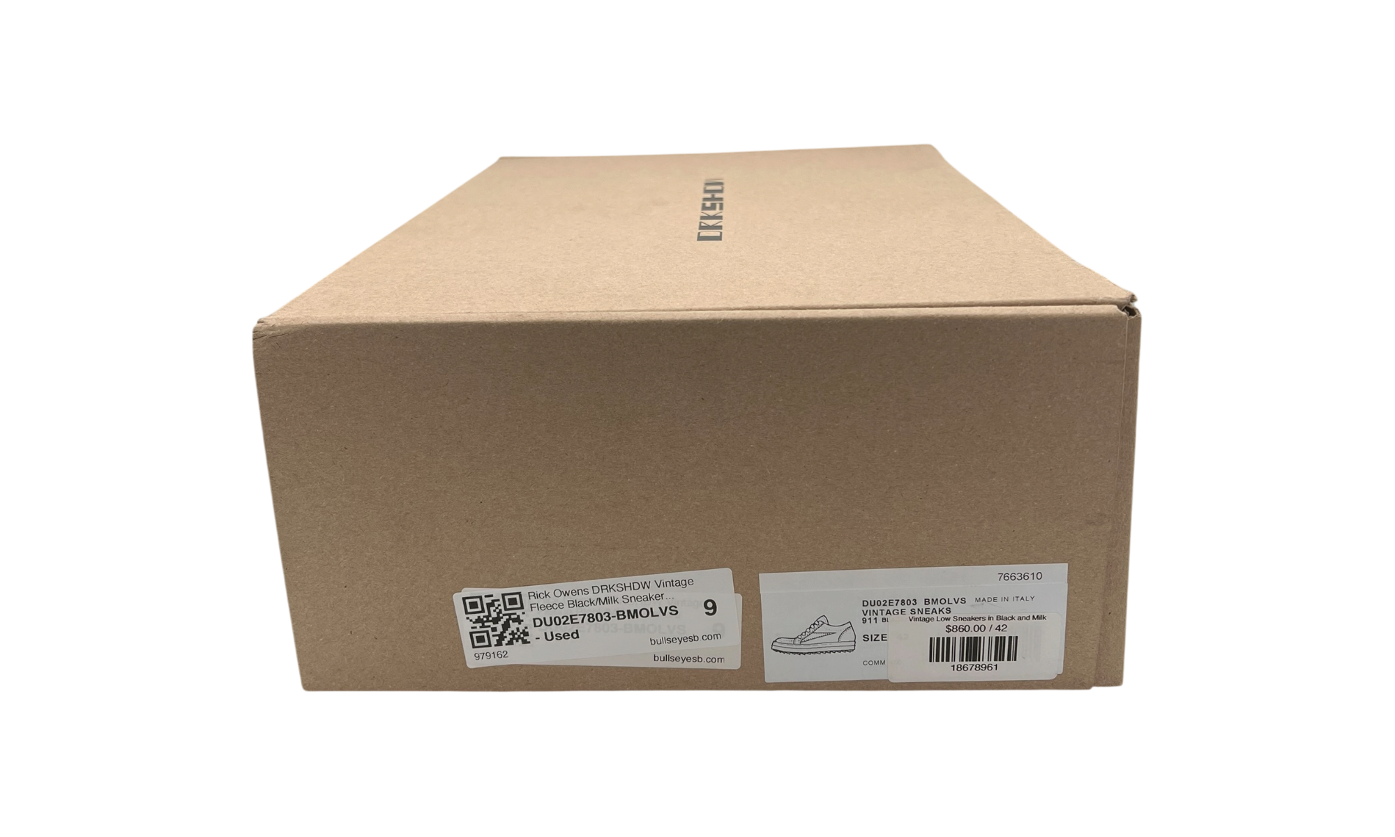 Rick Owens DRKSHDW Vintage Fleece Black/Milk Sneakers (Preowned)