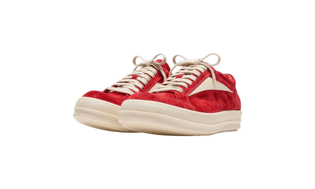Rick Owens Red Suede Vintage Low Carnelian Milk Sneaker