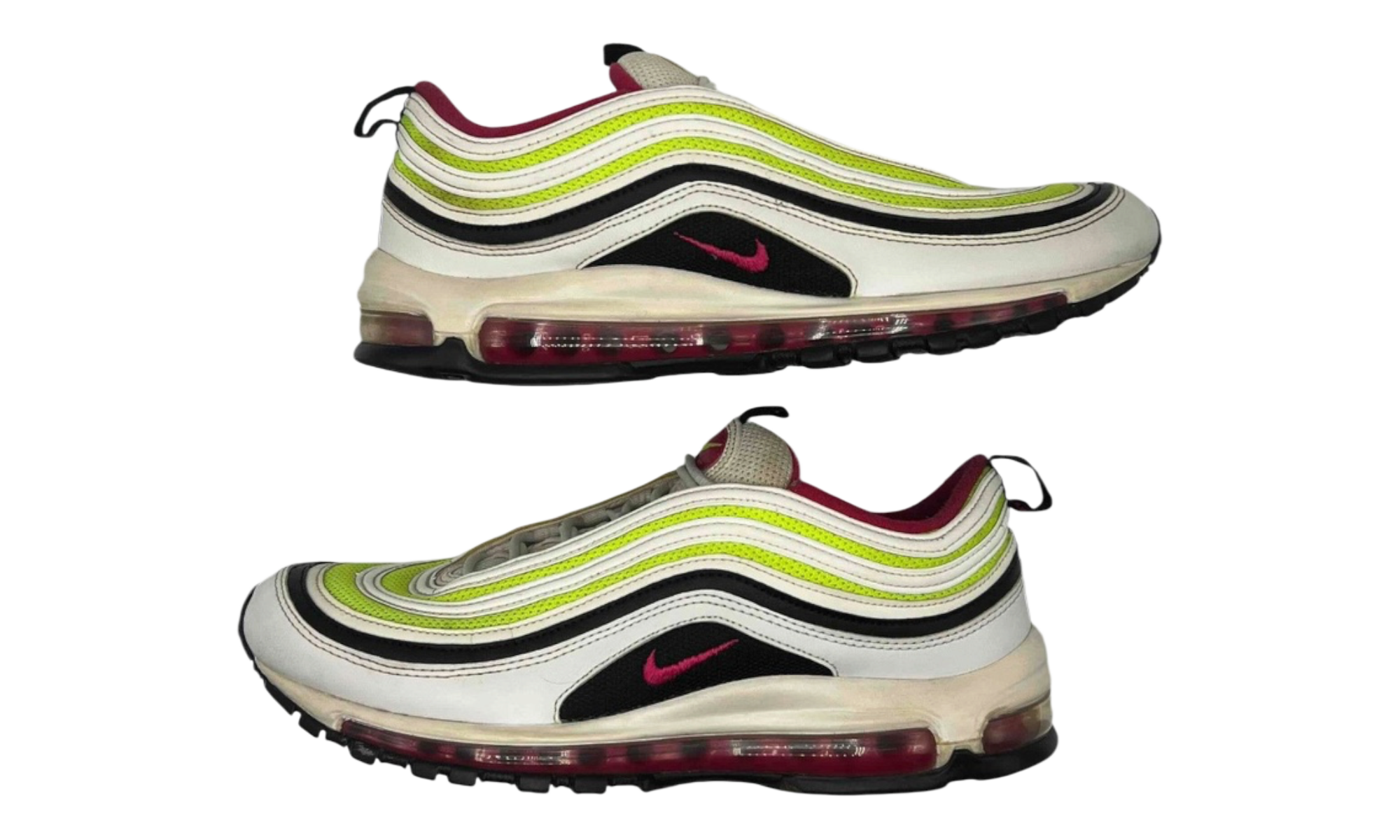 Nike Air Max 97 White Black Volt Rush Pink (PreOwned) (No Box)