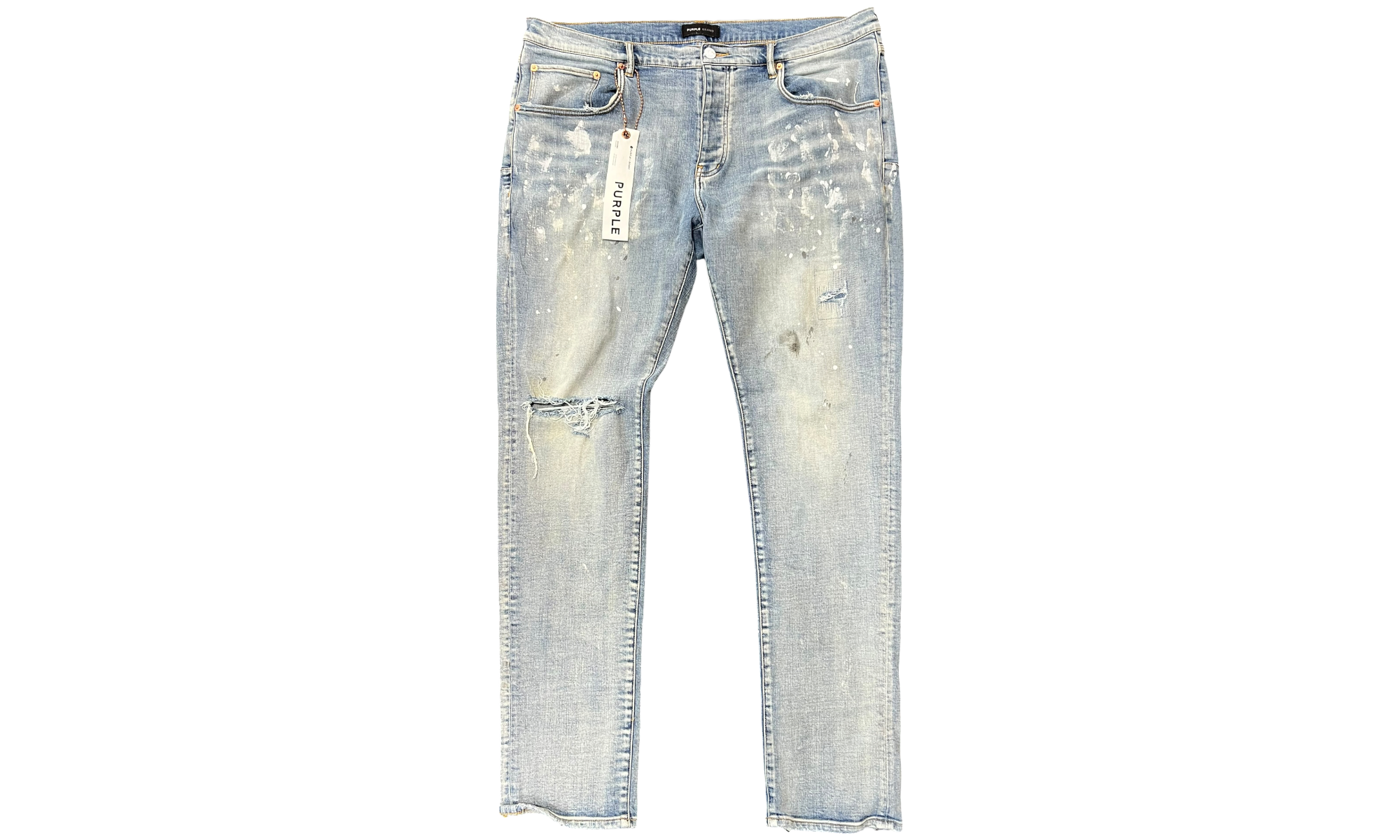 Purple 0001 Light Indigo Paint Blowout Skinny Jeans (PreOwned)