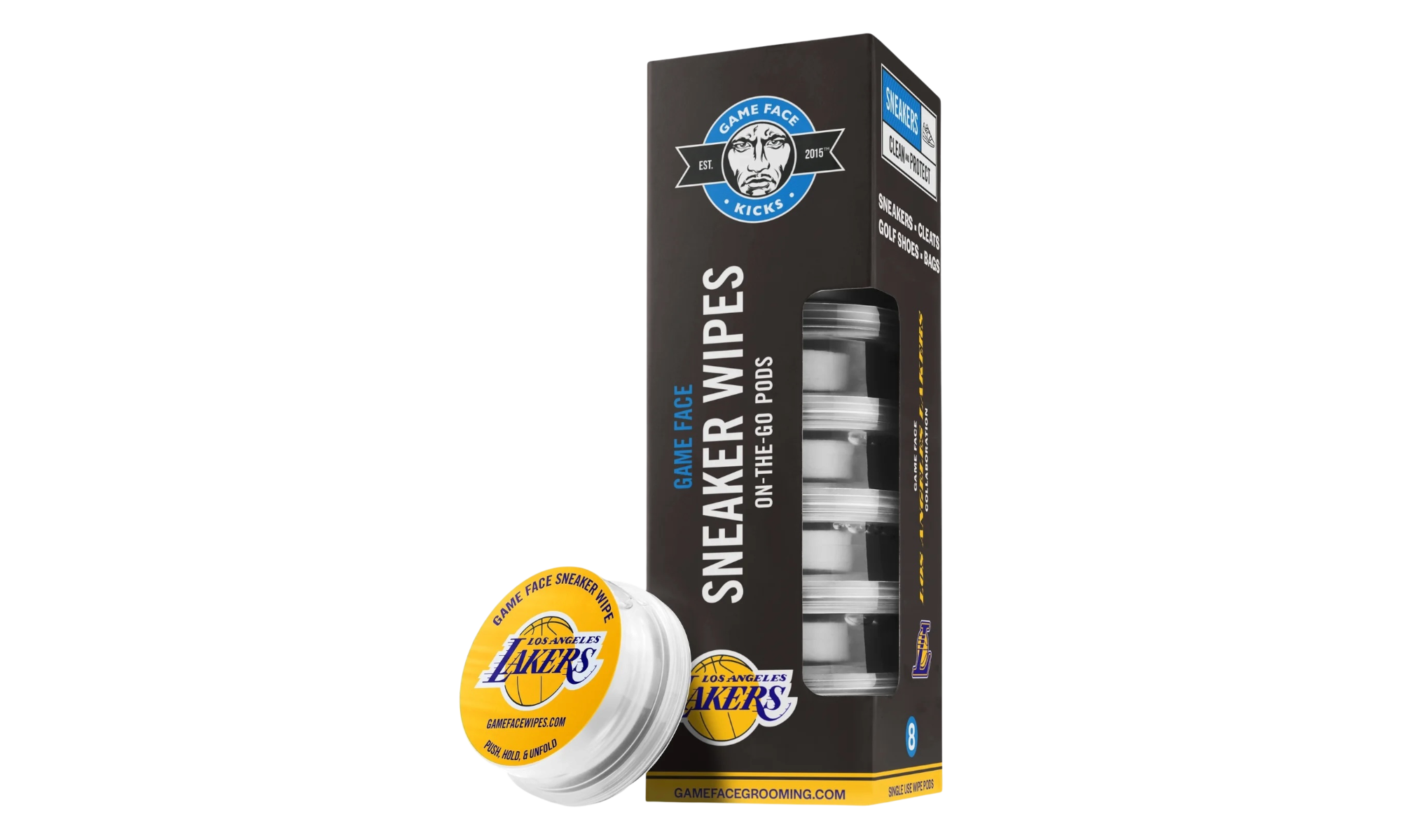 Game Face Kicks On-The-Go Sneaker Cleaning Wipes Lakers