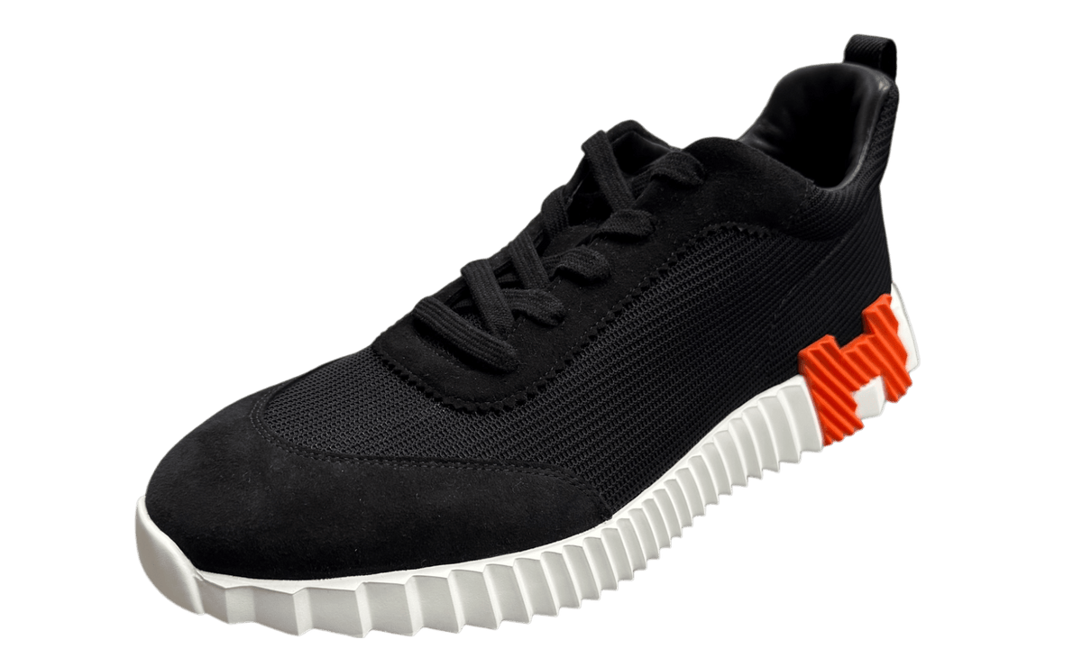 Hermes Black Mesh and Suede Bouncing Lace Up Sneakers