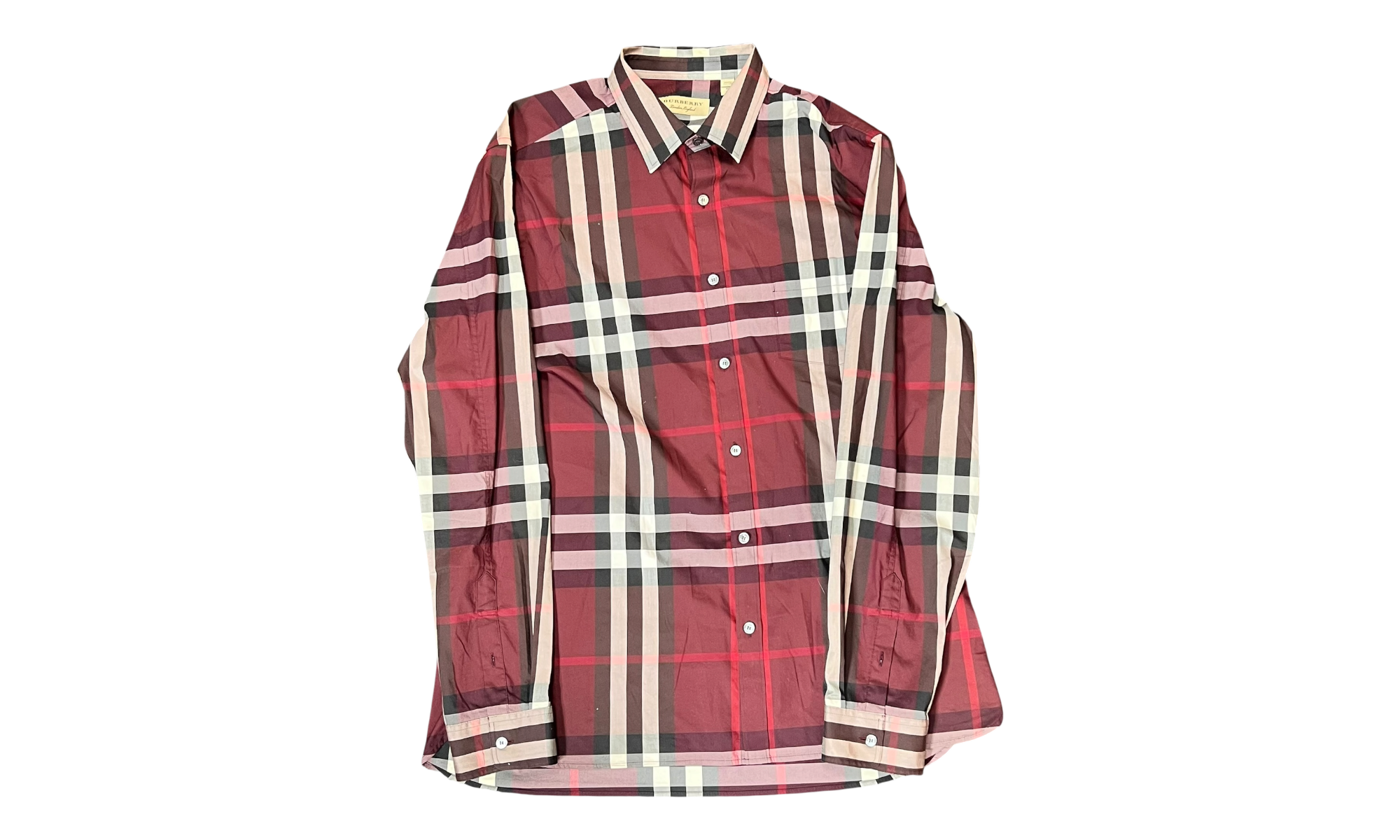 Burberry Brit Burgundy Nova Check Plaid Flannel Shirt (PreOwned)