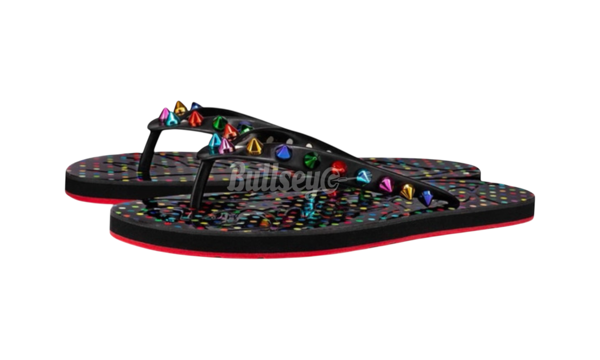 Christian Louboutin Loubi Flip Spikes Donna Flat Black Mix Multi (Women's) (No Box)