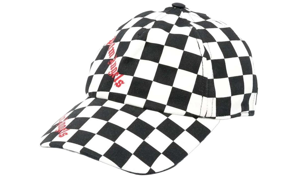 Palm Angels Damier Checked Logo-Print Cap White/Black