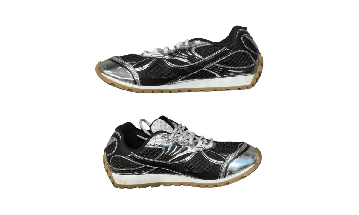 Bottega Veneta Brown Silver Orbit Sneakers (Preowned) (No Box)