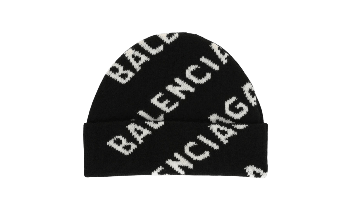 Balenciaga Allover Logo Knit Beanie