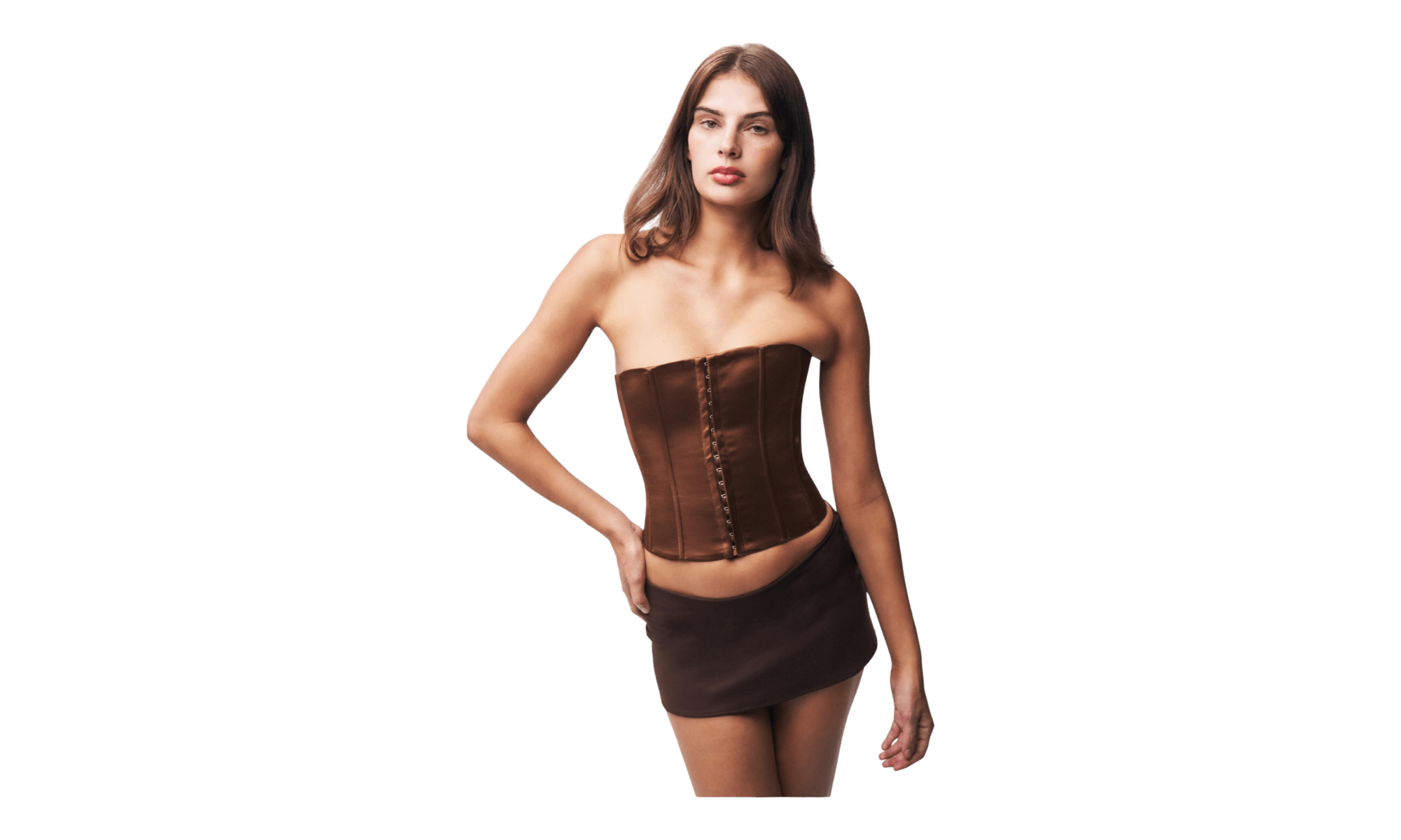 Guizio Satin Corset Brown