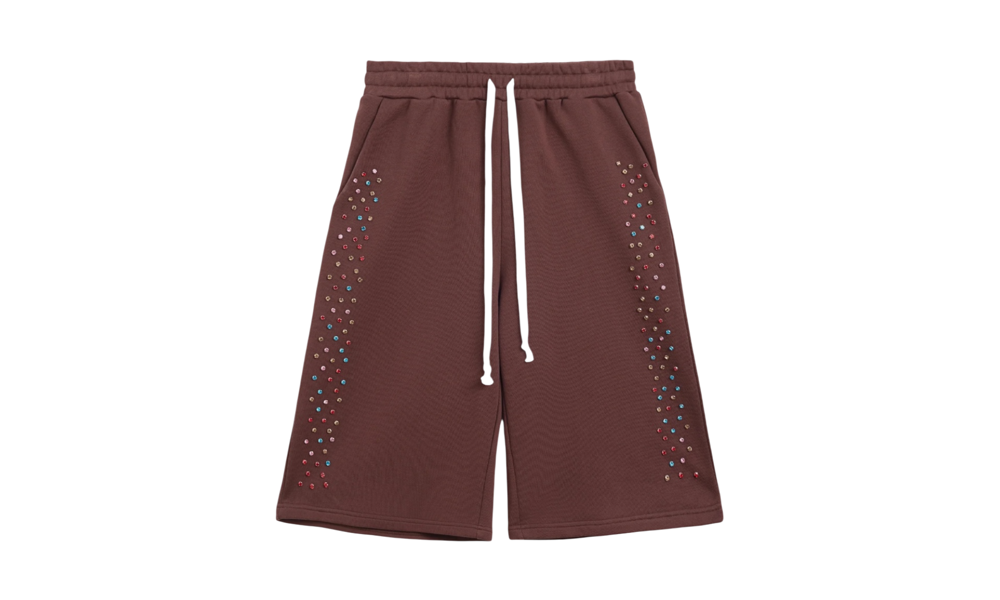 Azva Crystal Cactus Brown Sweat Shorts