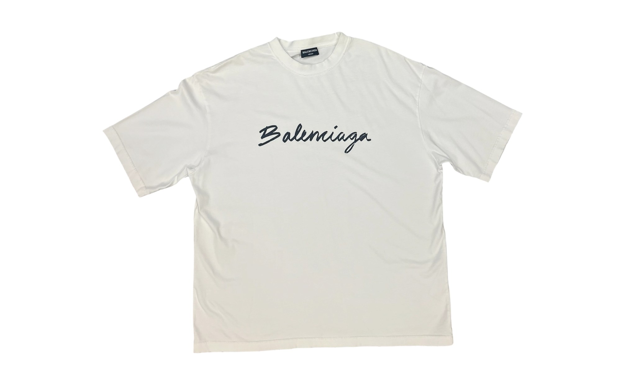 Balenciaga Script Embroidered Logo White T-Shirt (PreOwned)