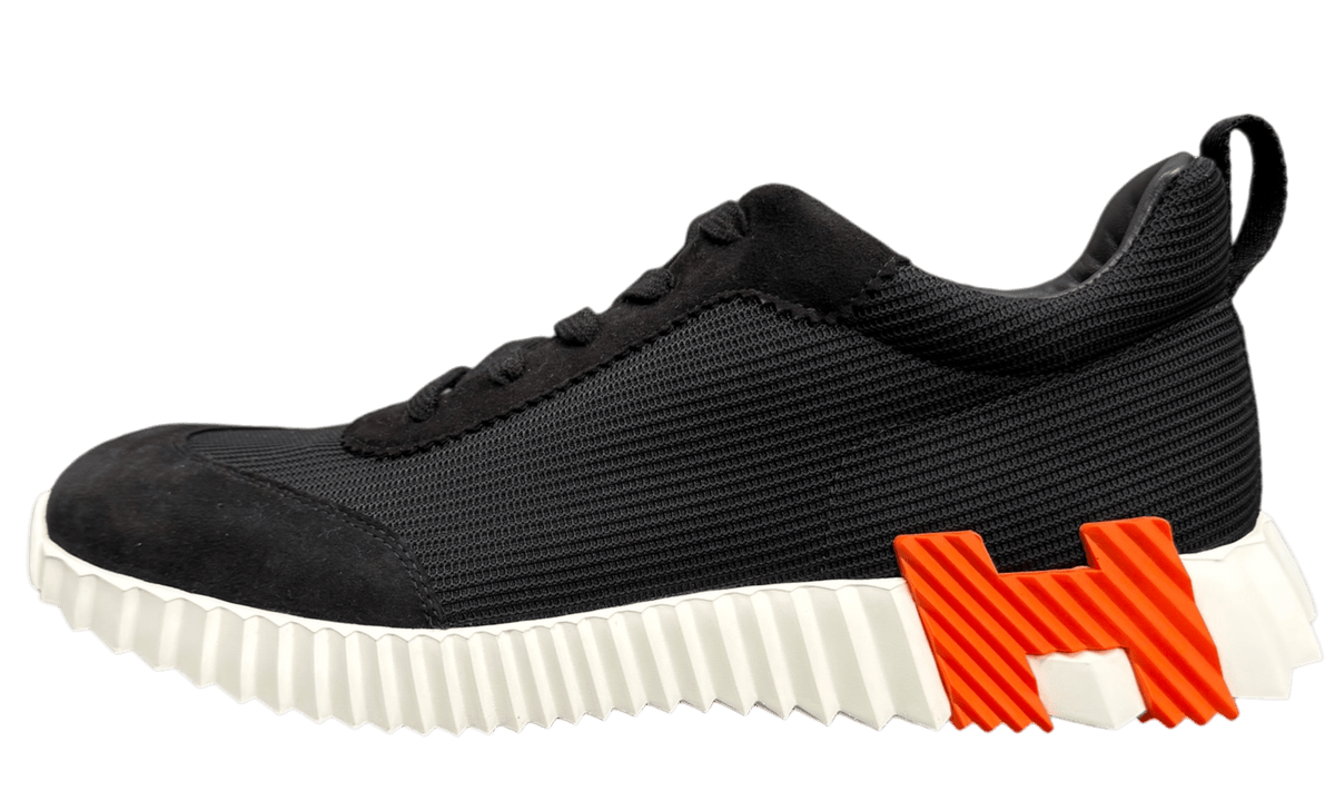 Hermes Black Mesh and Suede Bouncing Lace Up Sneakers