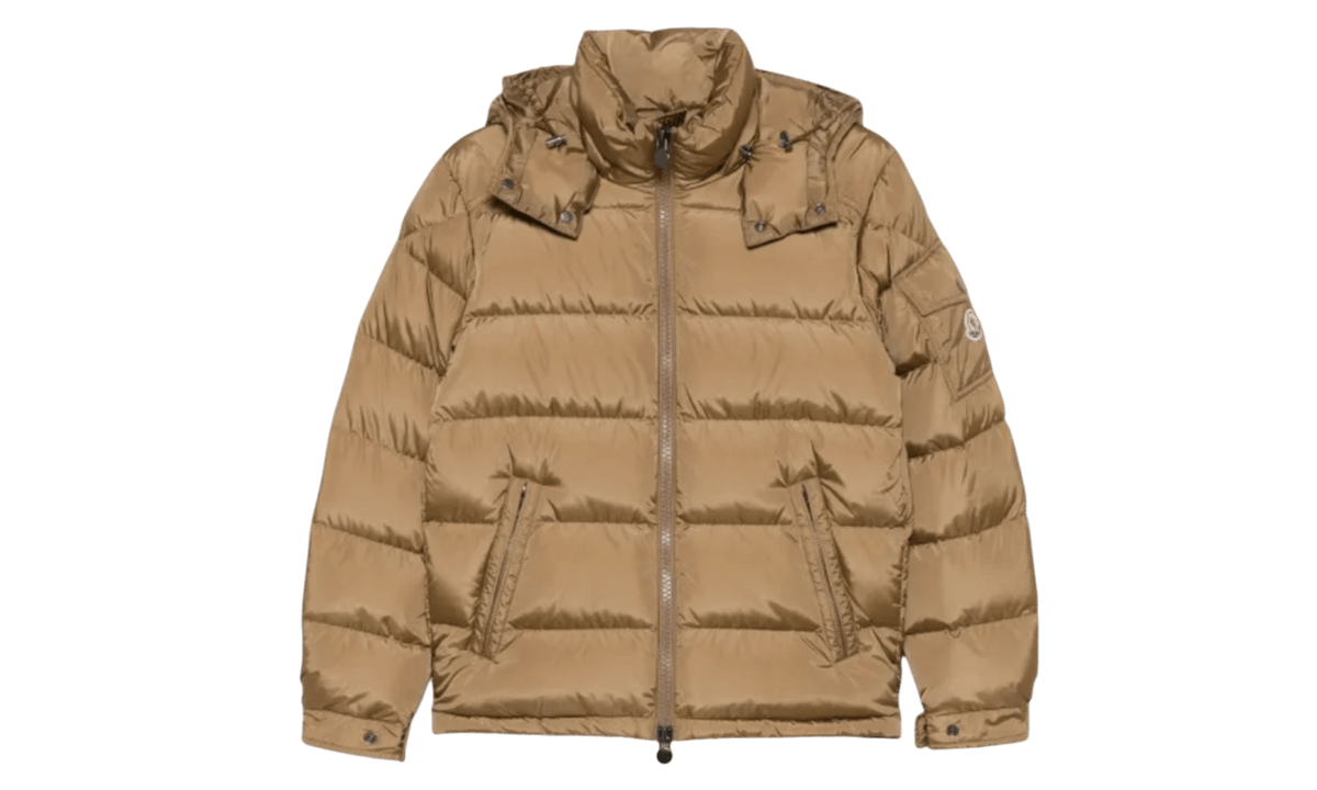 Moncler Mens Maya Hooded Down Brown Puffer Jacket