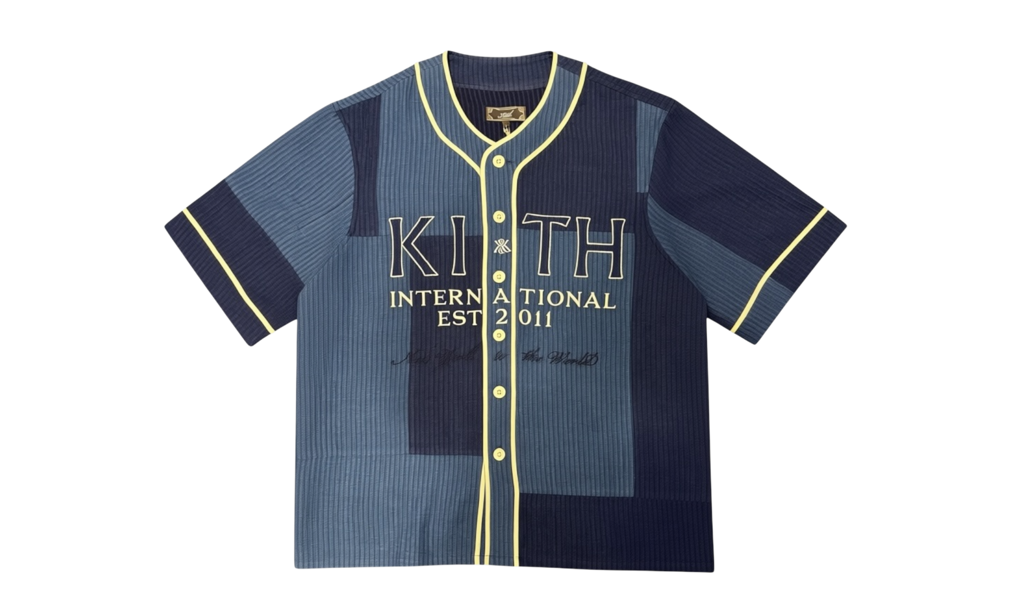 Kith Patchwork Indigo Seersucker Short Sleeve Daley Indigo T-Shirt