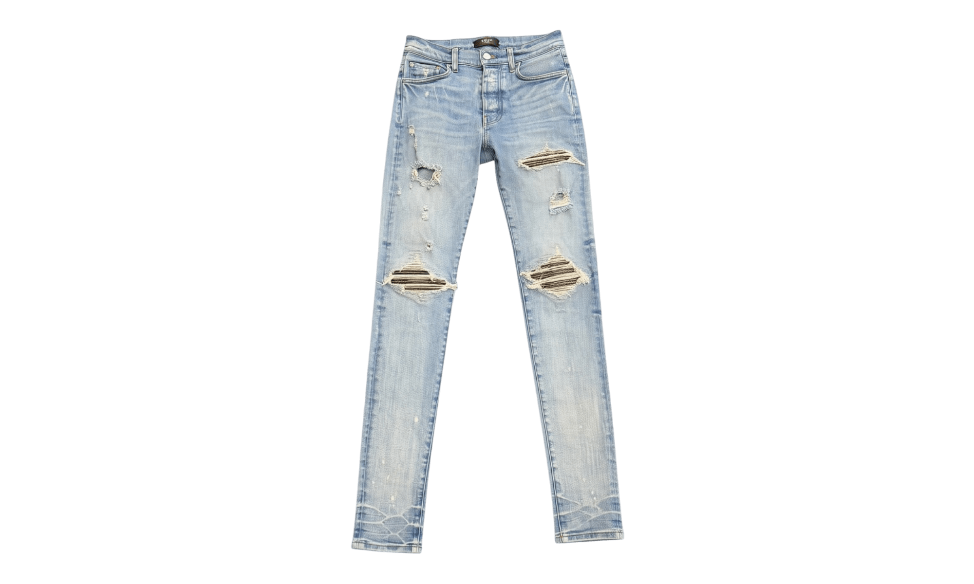 Amiri MX1 Slim Fit Jeans Indigo Grey Patch (PreOwned)