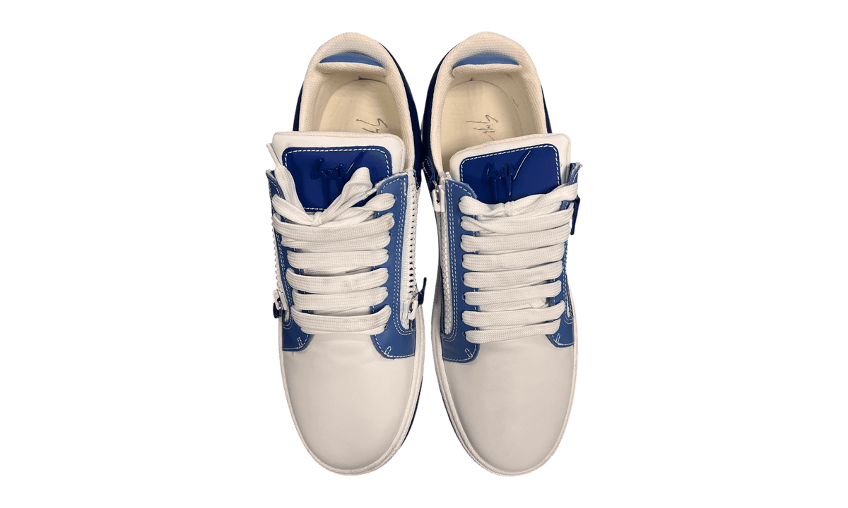 Giuseppe Zanotti Blue/White Leather Low Sneakers (Preowned)