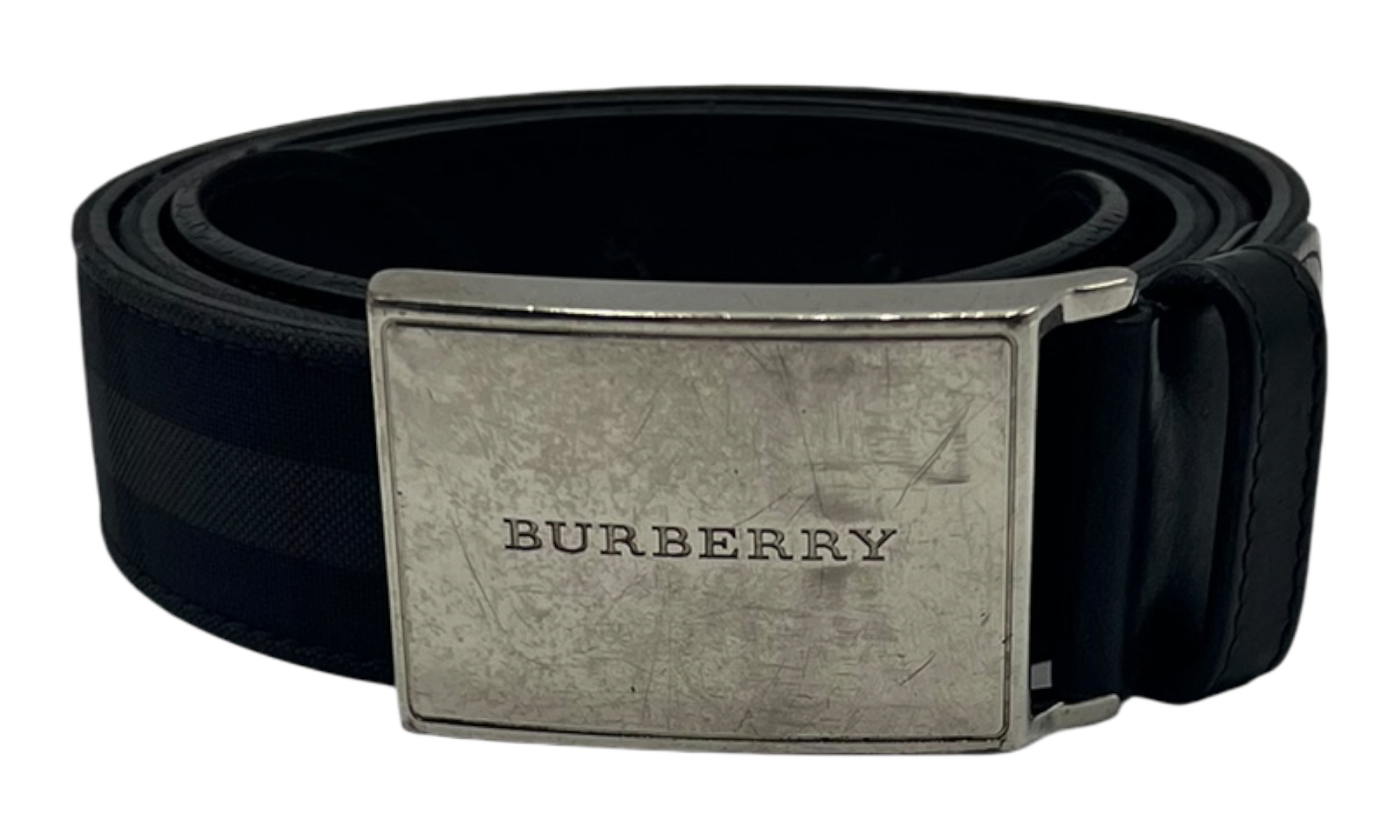 Burberry Black Check Logo Belt (PreOwned)