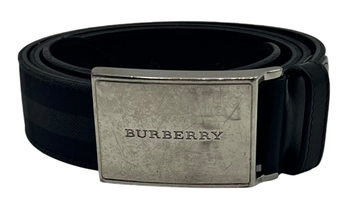 Burberry Black Check Logo Belt (PreOwned)