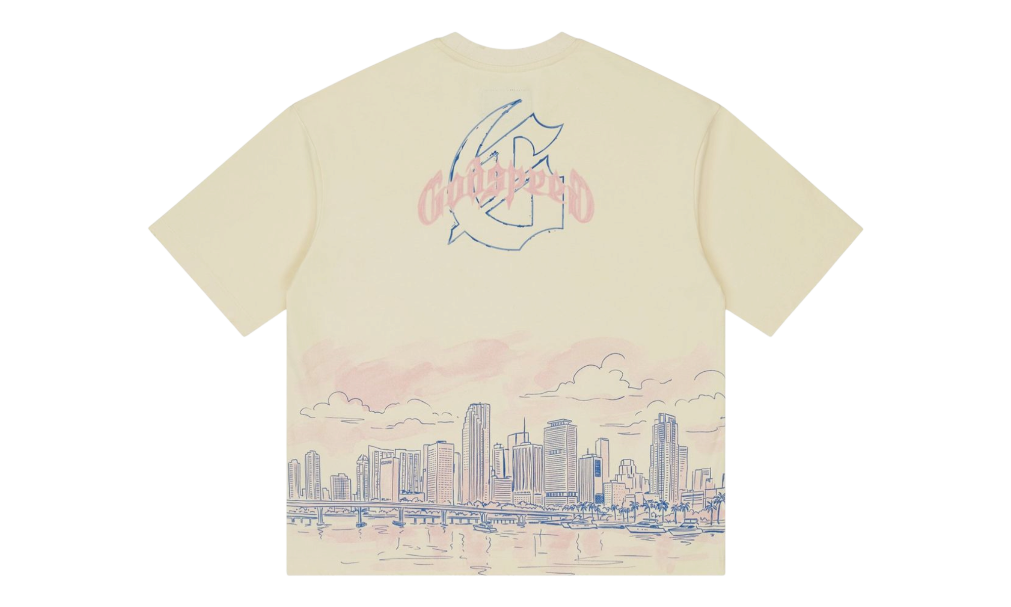 Godspeed Miami Skyline Bone T-Shirt