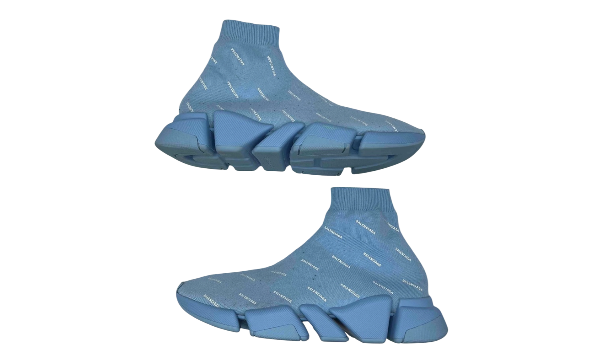 Balenciaga Speed Trainer 2.0 All Over Logo Soft Blue (PreOwned) (No Box)