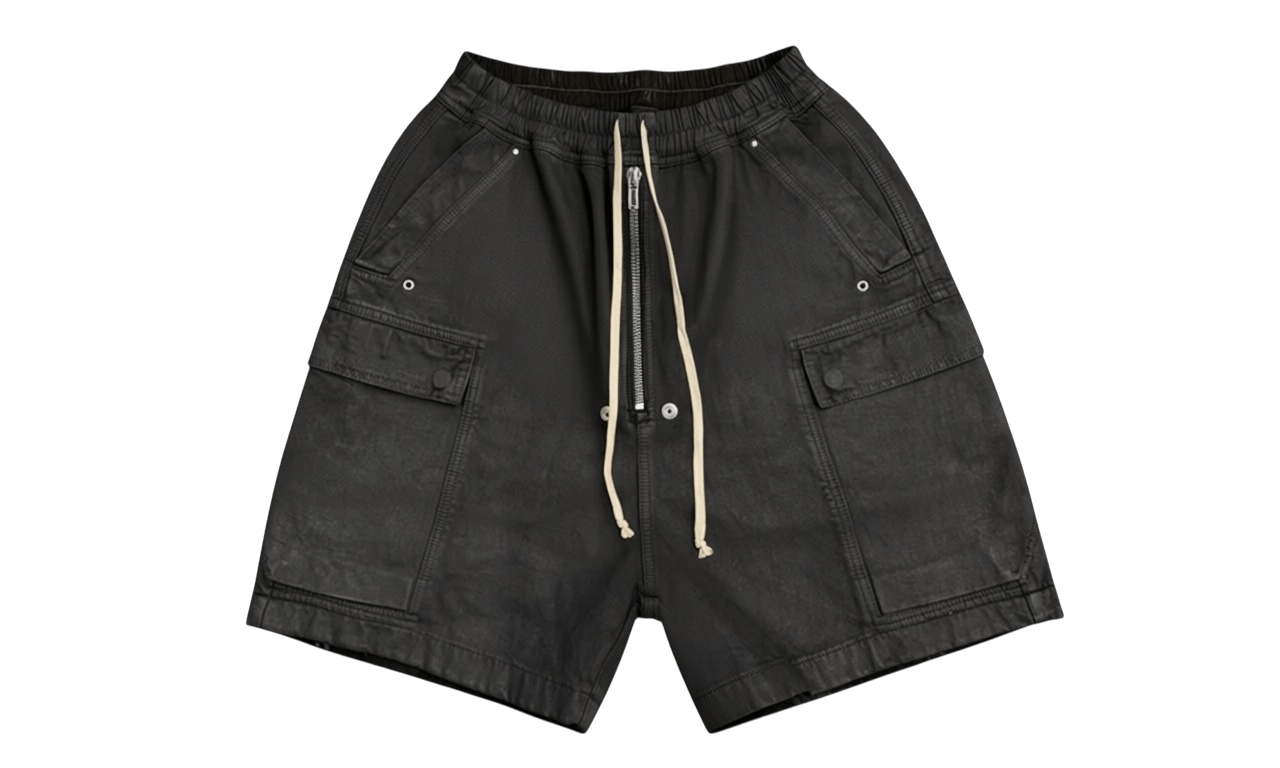 Rick Owens DRKSHDW Cargobela Wax Black Shorts