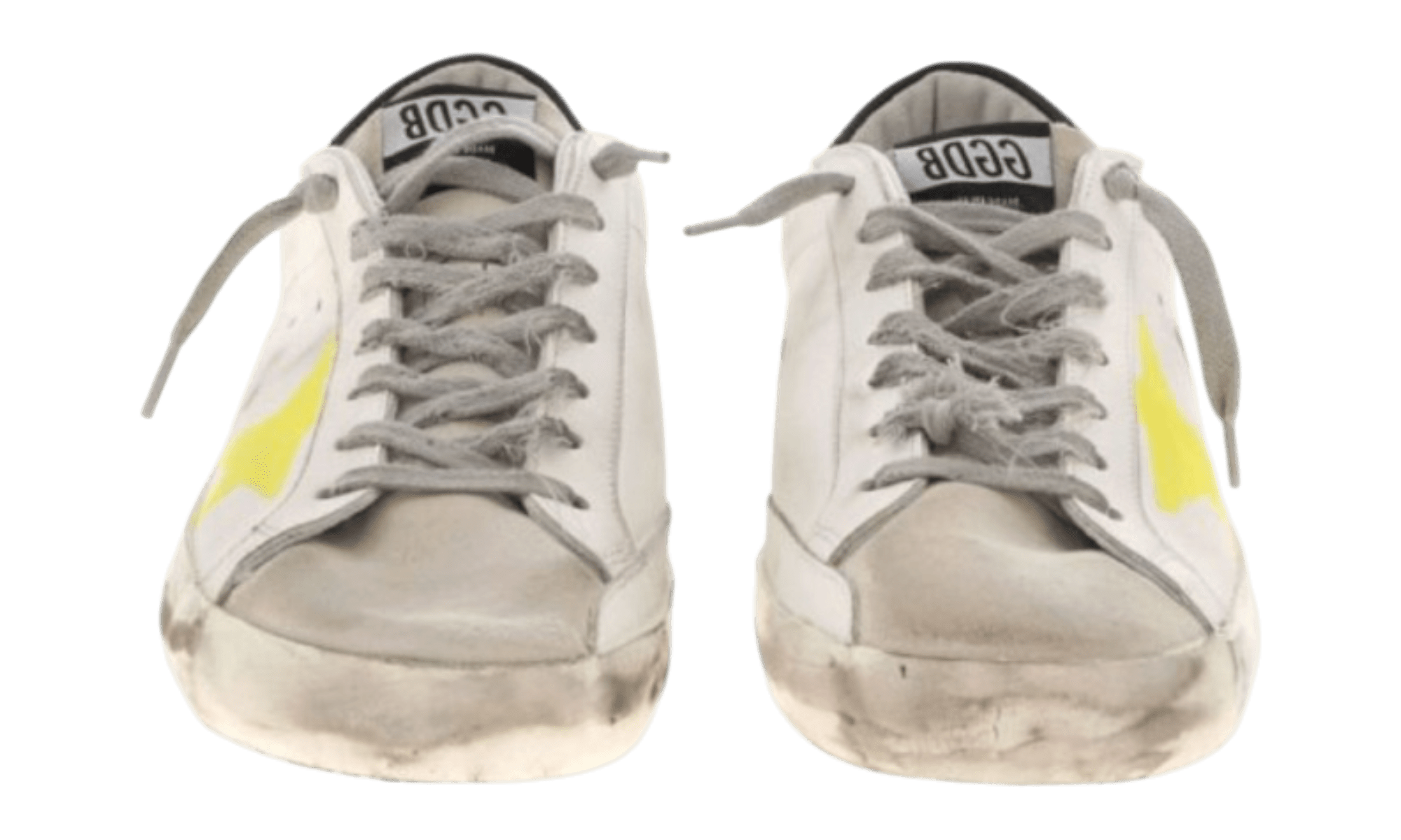 Golden Goose White Neon Distressed Superstar Sneaker
