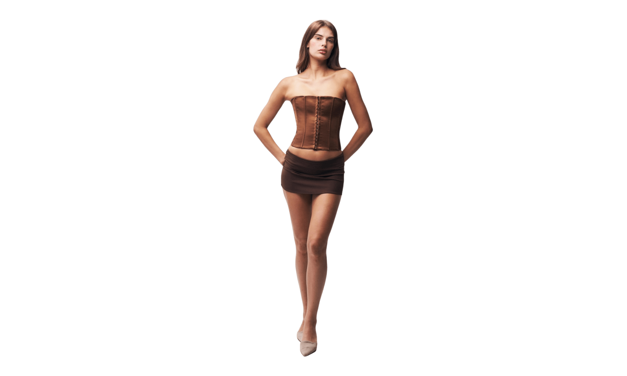Guizio Satin Corset Brown