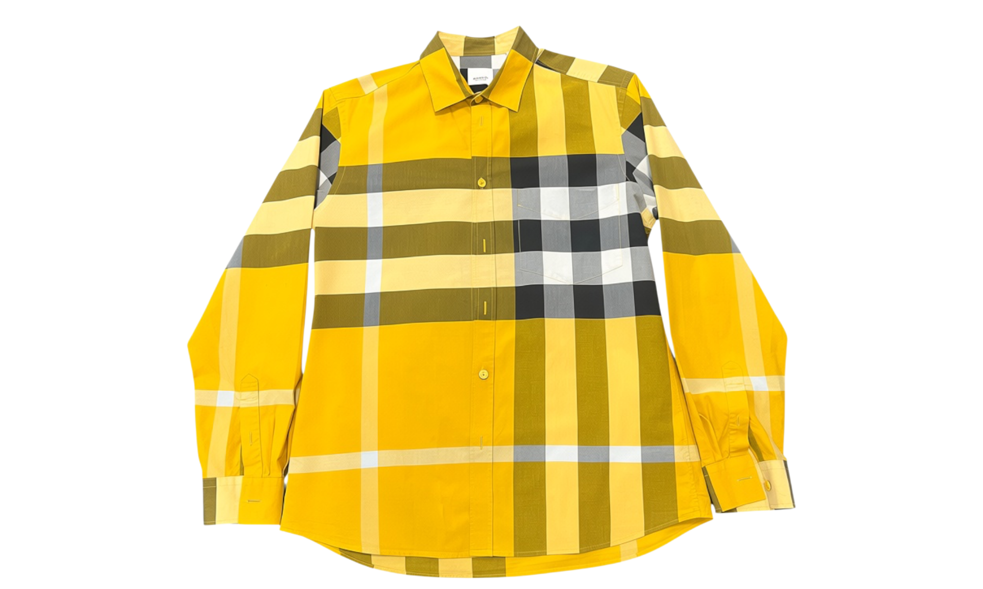 Burberry Yellow Check Stretch Poplin Shirt (PreOwned)