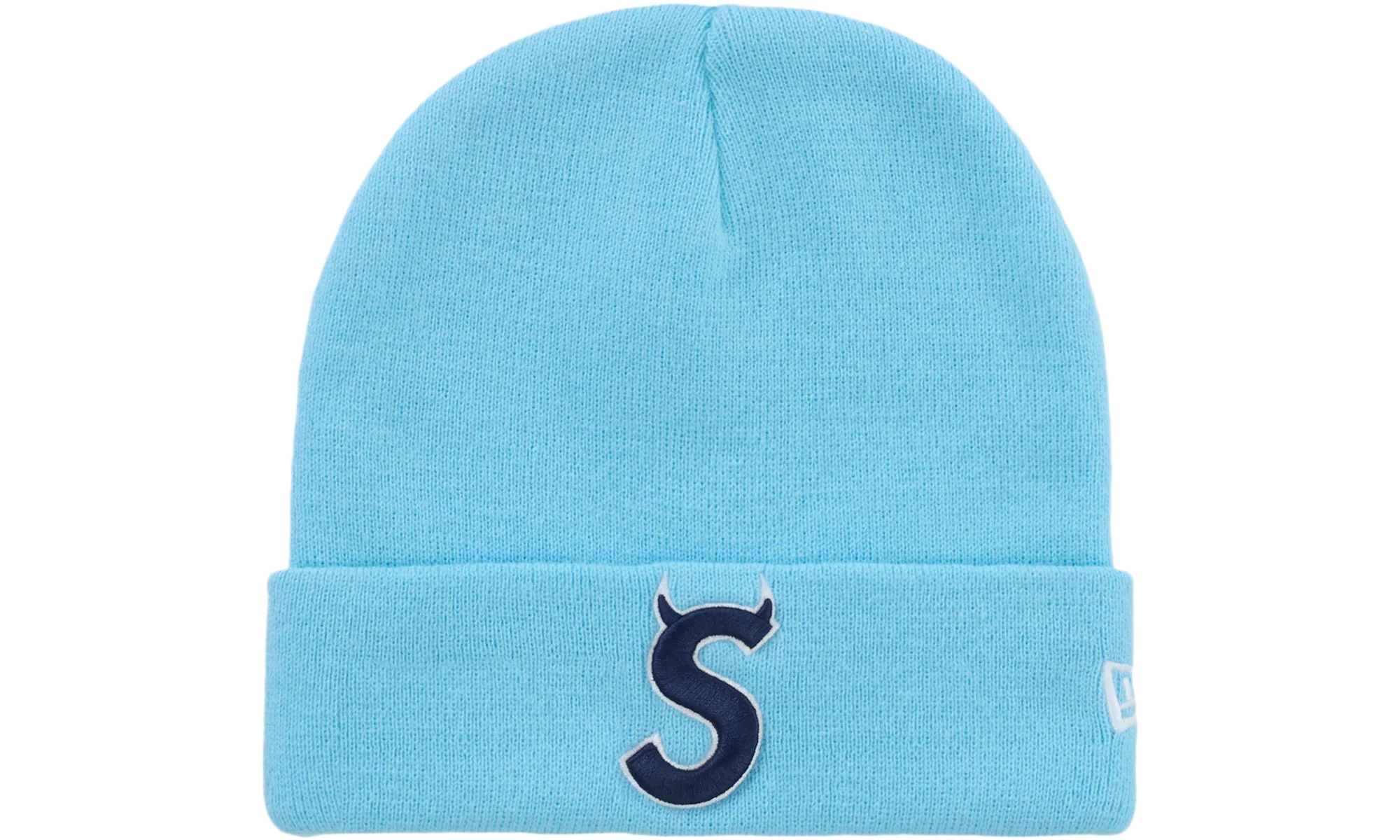 Supreme New Era Devil S Logo Beanie Light Blue