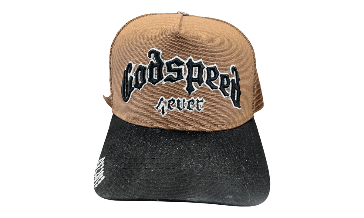 Godspeed Forever Taupe Brown Black Trucker Hat (PreOwned) (No Pins)