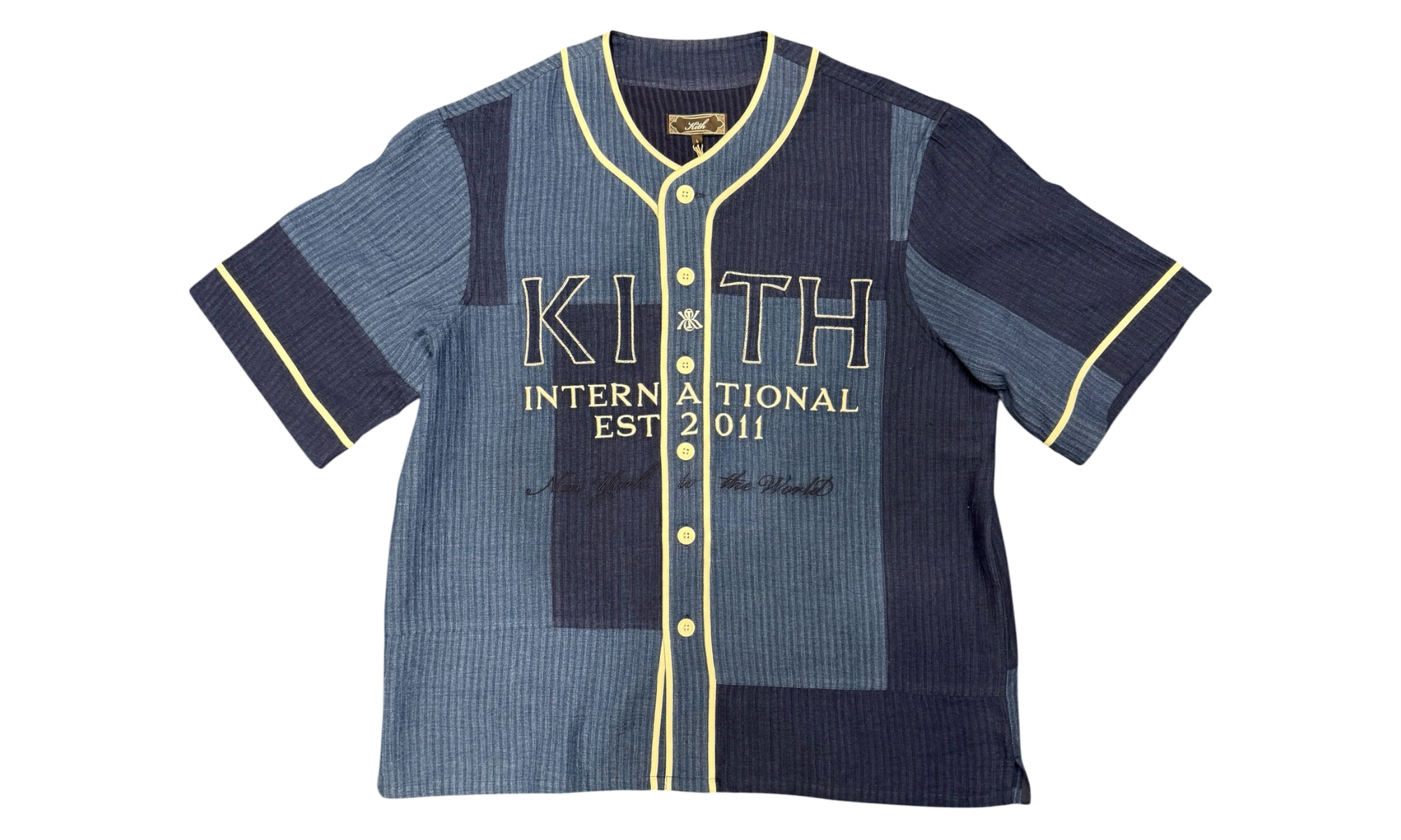 Kith Patchwork Indigo Seersucker Short Sleeve Daley Indigo T-Shirt