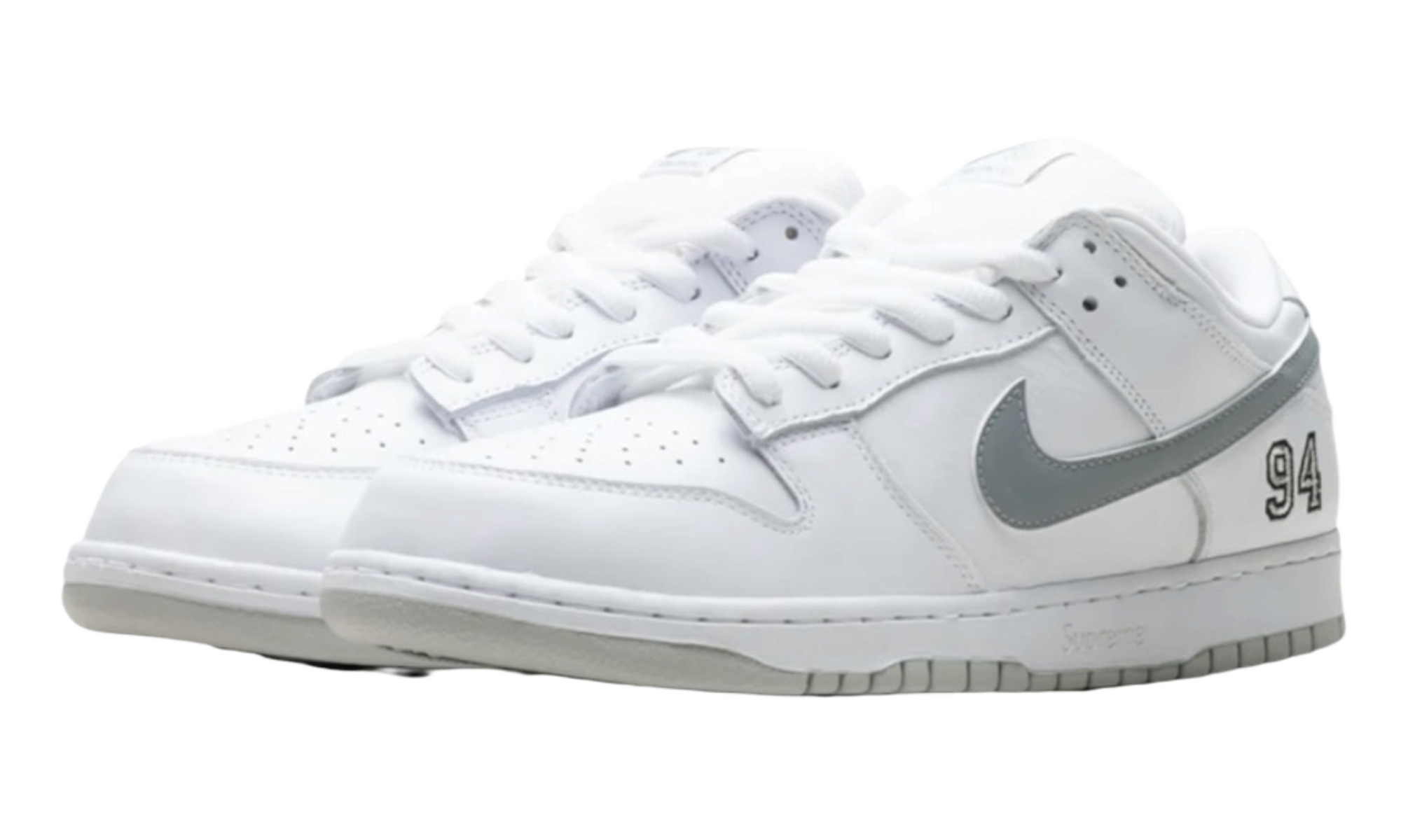 Nike SB Dunk Low Supreme 94 White Metallic Silver