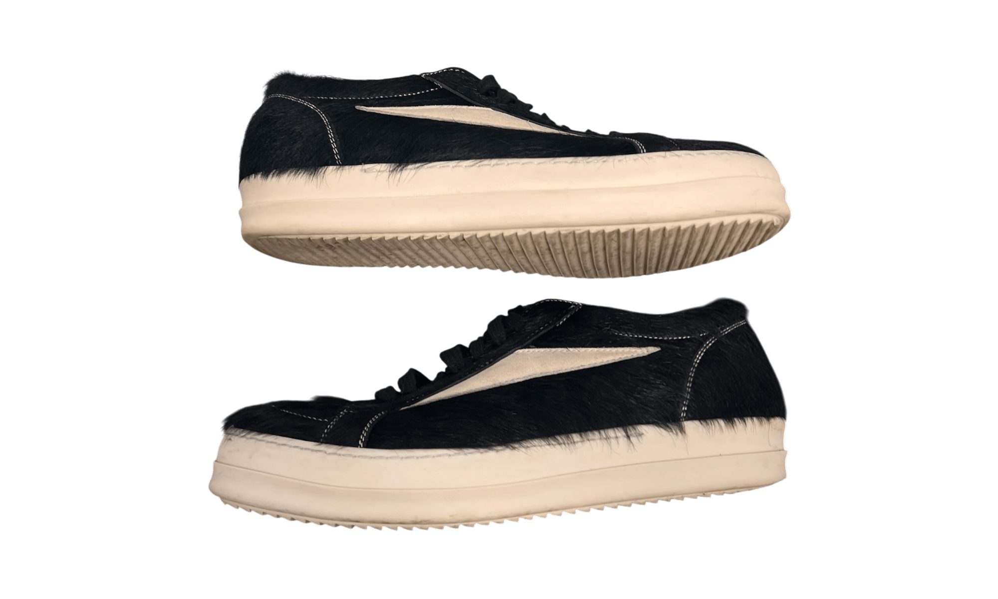 Rick Owens Vintage Low Pony Hair Black/Milk Sneakers (PreOwned)