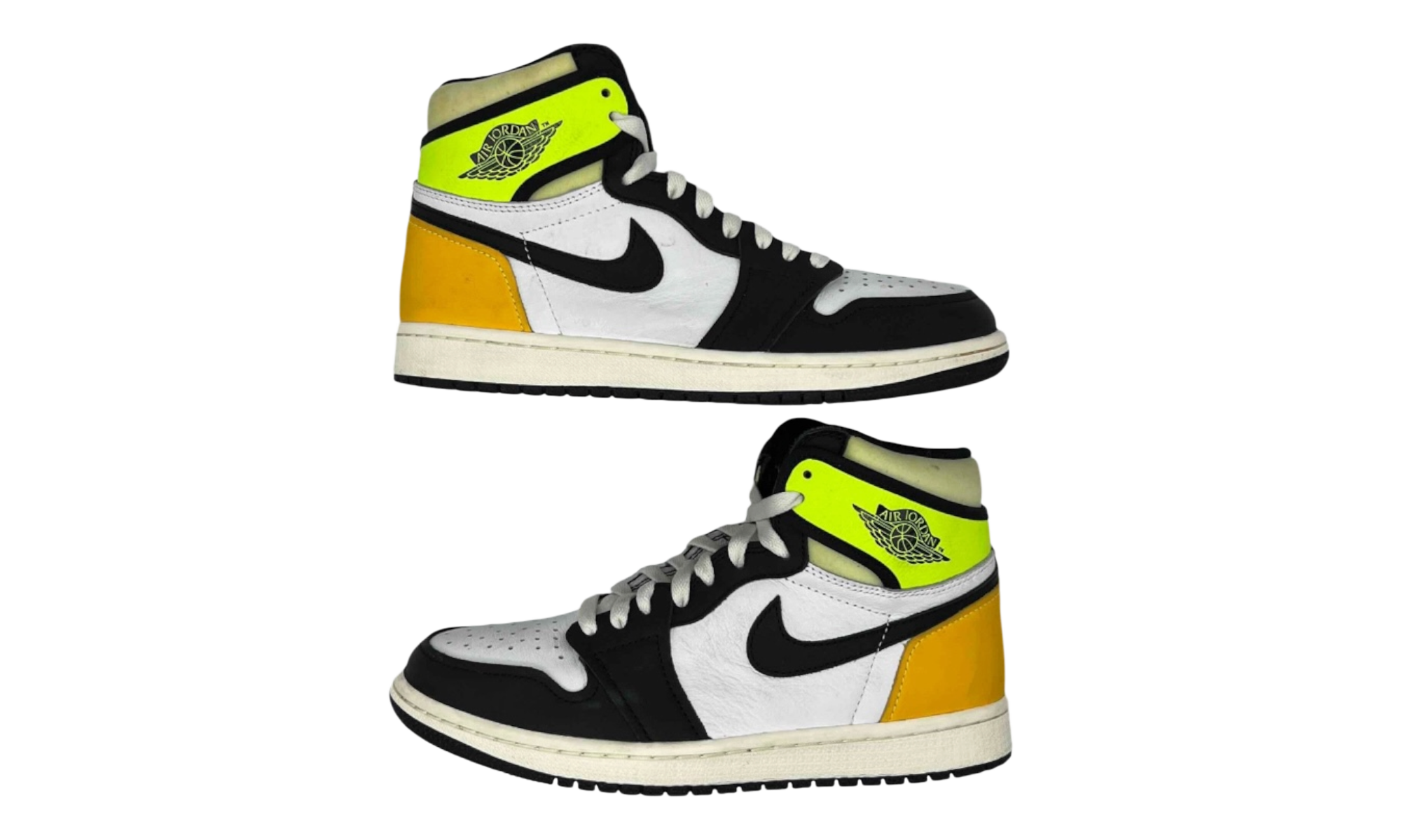 Jordan 1 Retro High White Black Volt University Gold (PreOwned) (No Box)