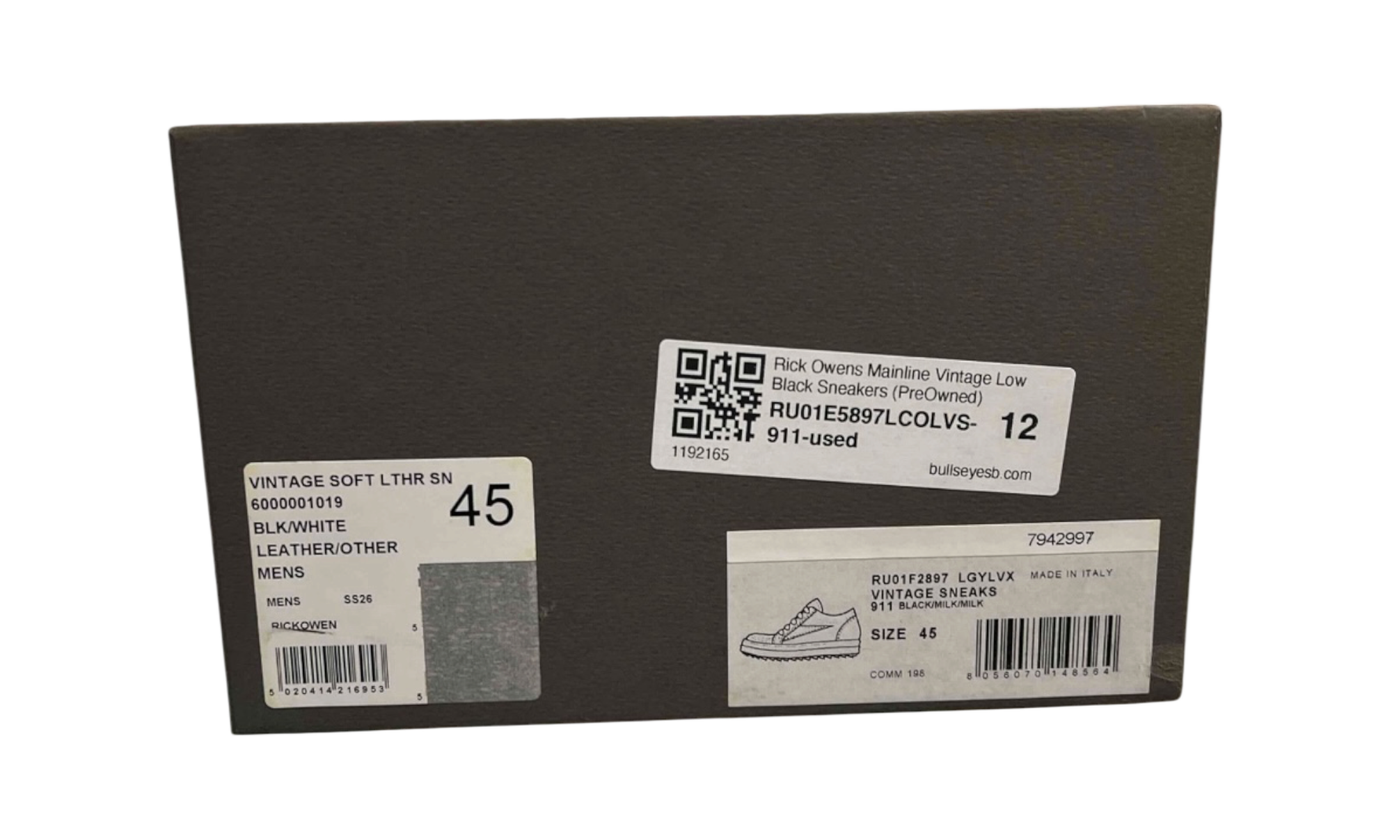 Rick Owens Mainline Vintage Low Black Sneakers (PreOwned)